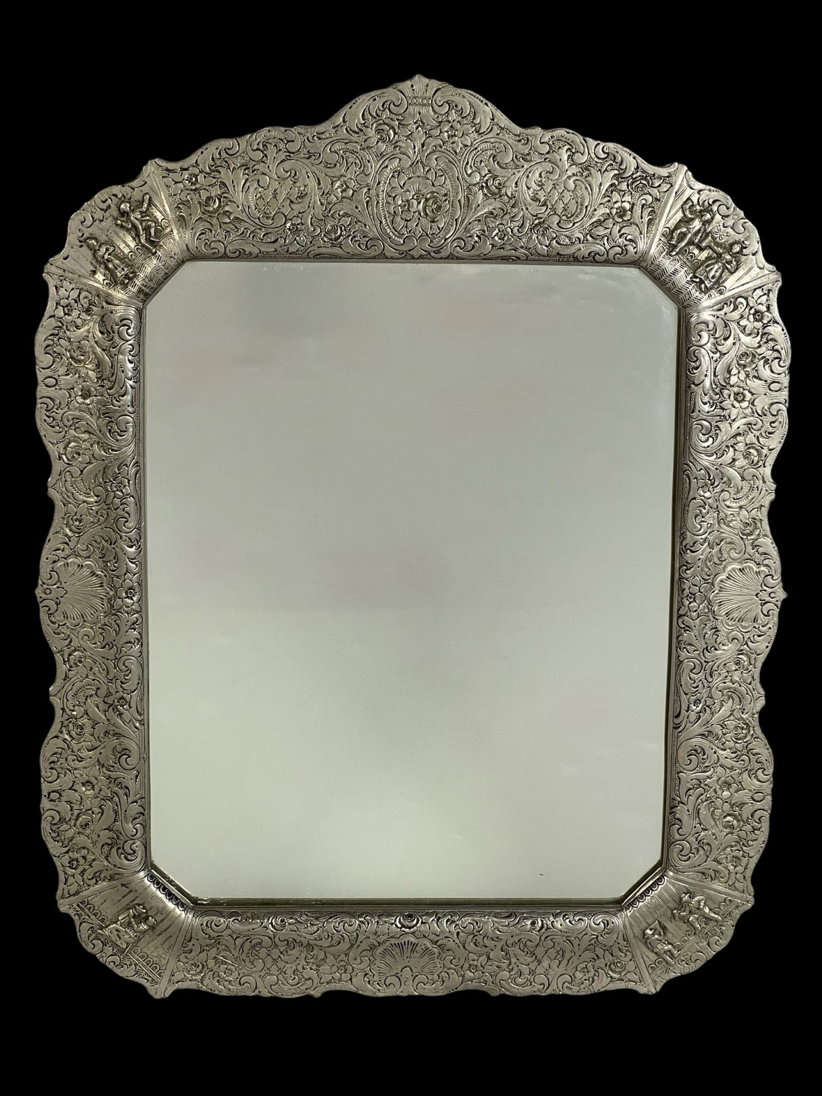 Antique Dutch Ornate Silver Mirror, circa 1930s (1 of 5)
