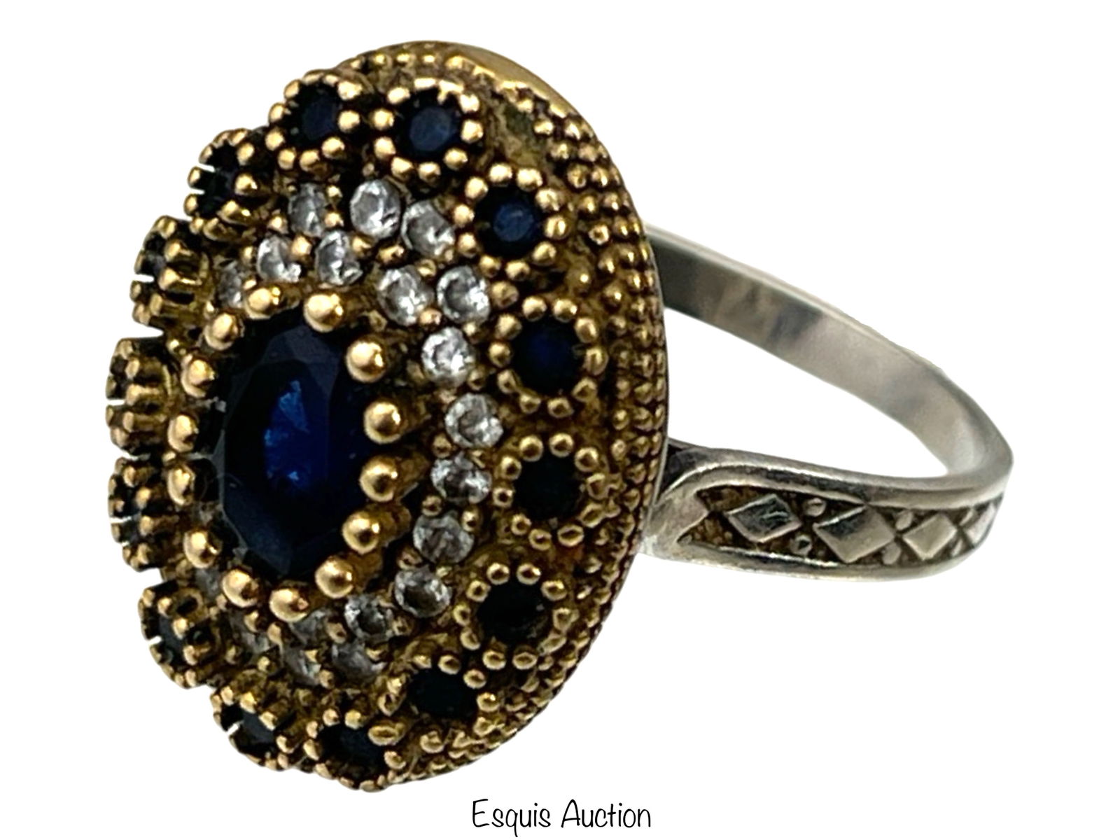 Sterling Silver Lady's Sapphire Coctail Ring (1 of 4)