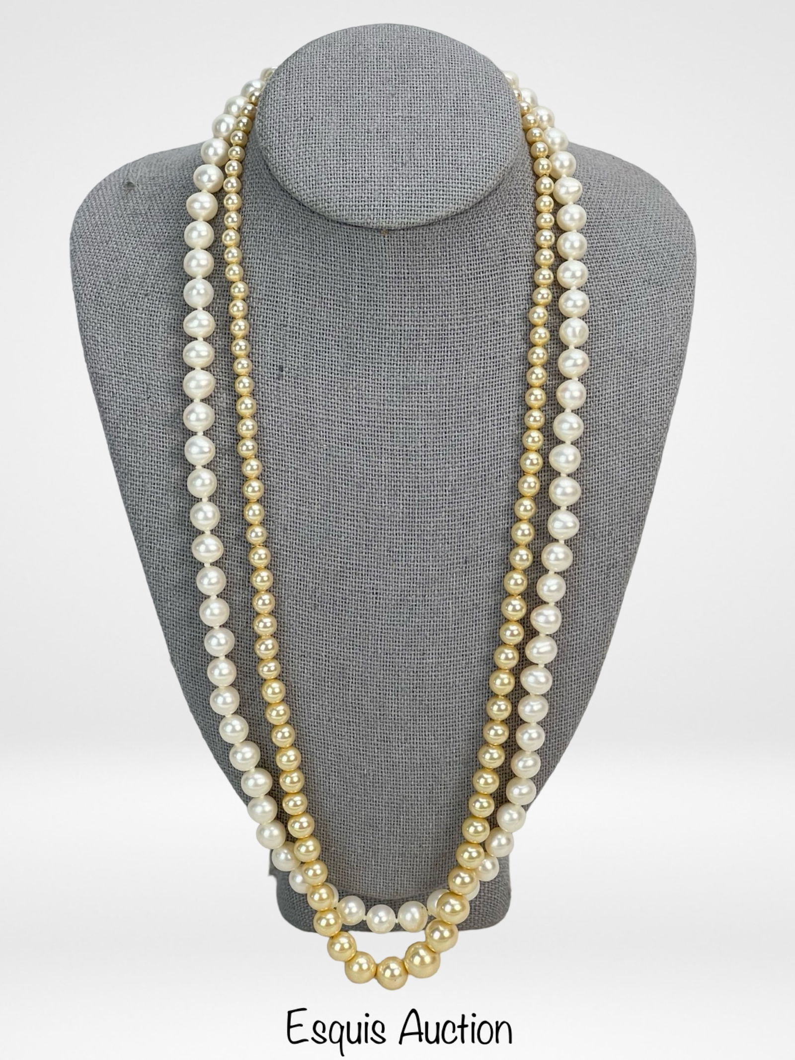 Genuine Pearls Necklaces w/ 14k & 10k Gold Clasps (1 of 3)