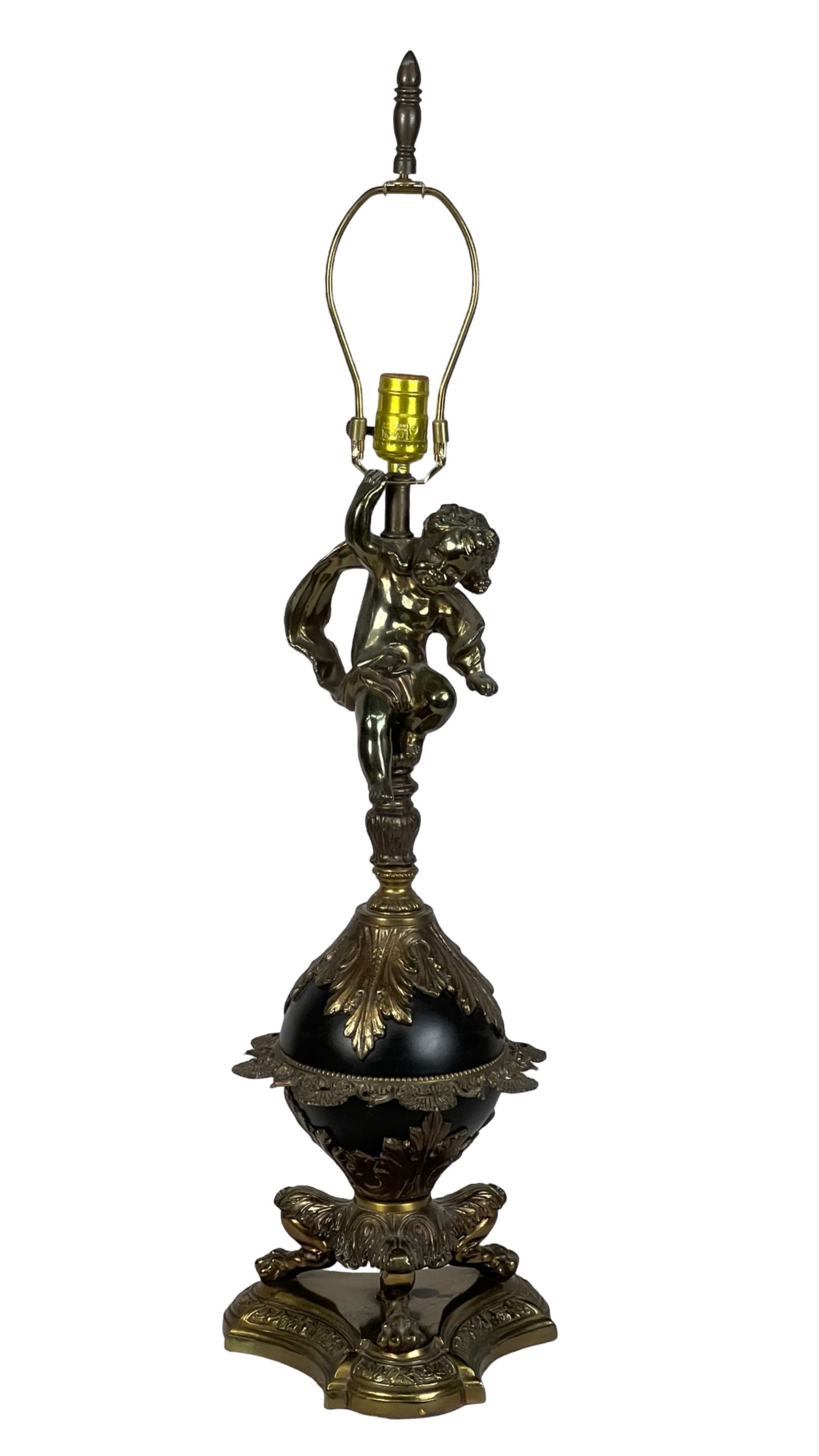 Ornate Brass Cherub Lamp with Decorative Base (1 of 4)