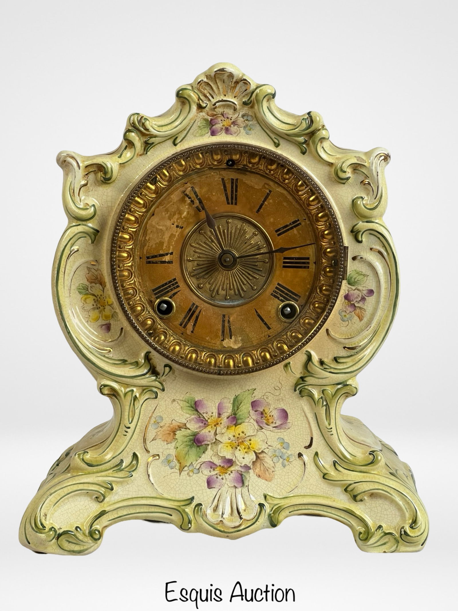 Antique Ansonia Porcelain Mantel Clock w Towanda (1 of 8)