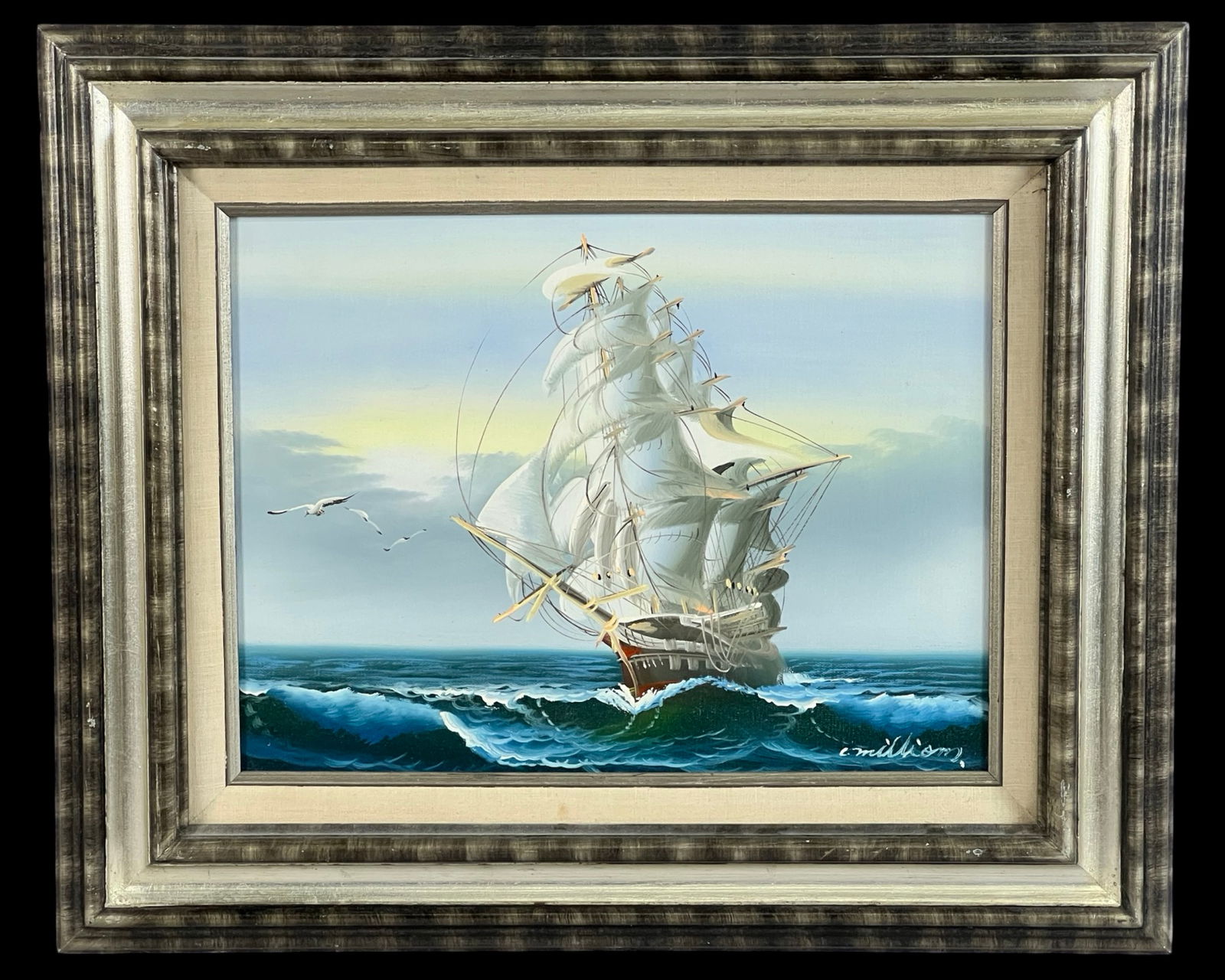 C. Million - Seascape  Sailing Ship Oil Painting (1 of 4)