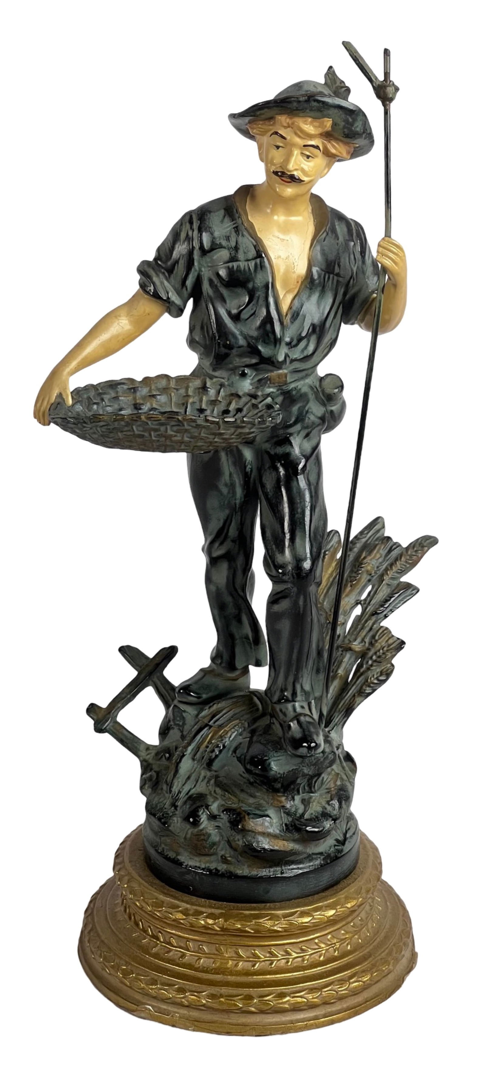 Antique French Spelter Metal Sculpture of a Farmer (1 of 4)