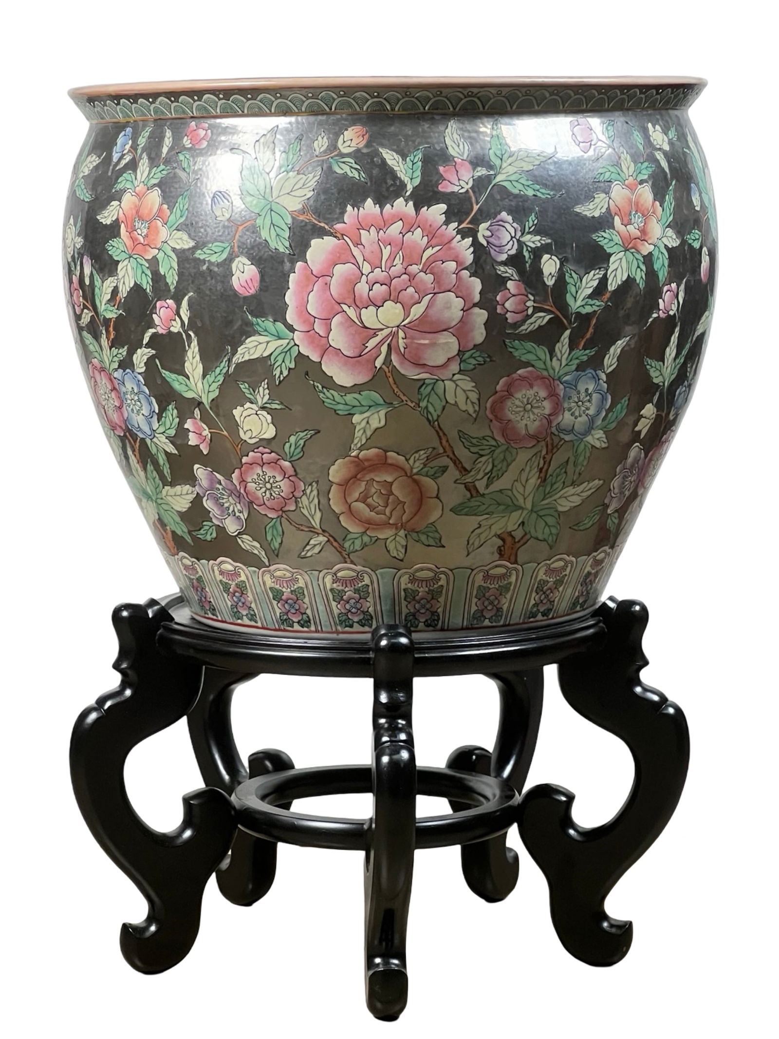 Large Chinese Ceramic Fish Bowl Planter (1 of 6)