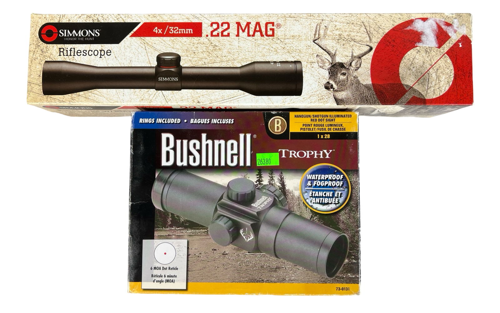 Simmons Rifle Scope and CenterPoint Scope: This lot includes two high-quality rifle scopes from renowned brands Simmons and CenterPoint: The Simmons 8-Point riflescope offers variable 3-9x magnification with a 40mm objective lens. Designed for