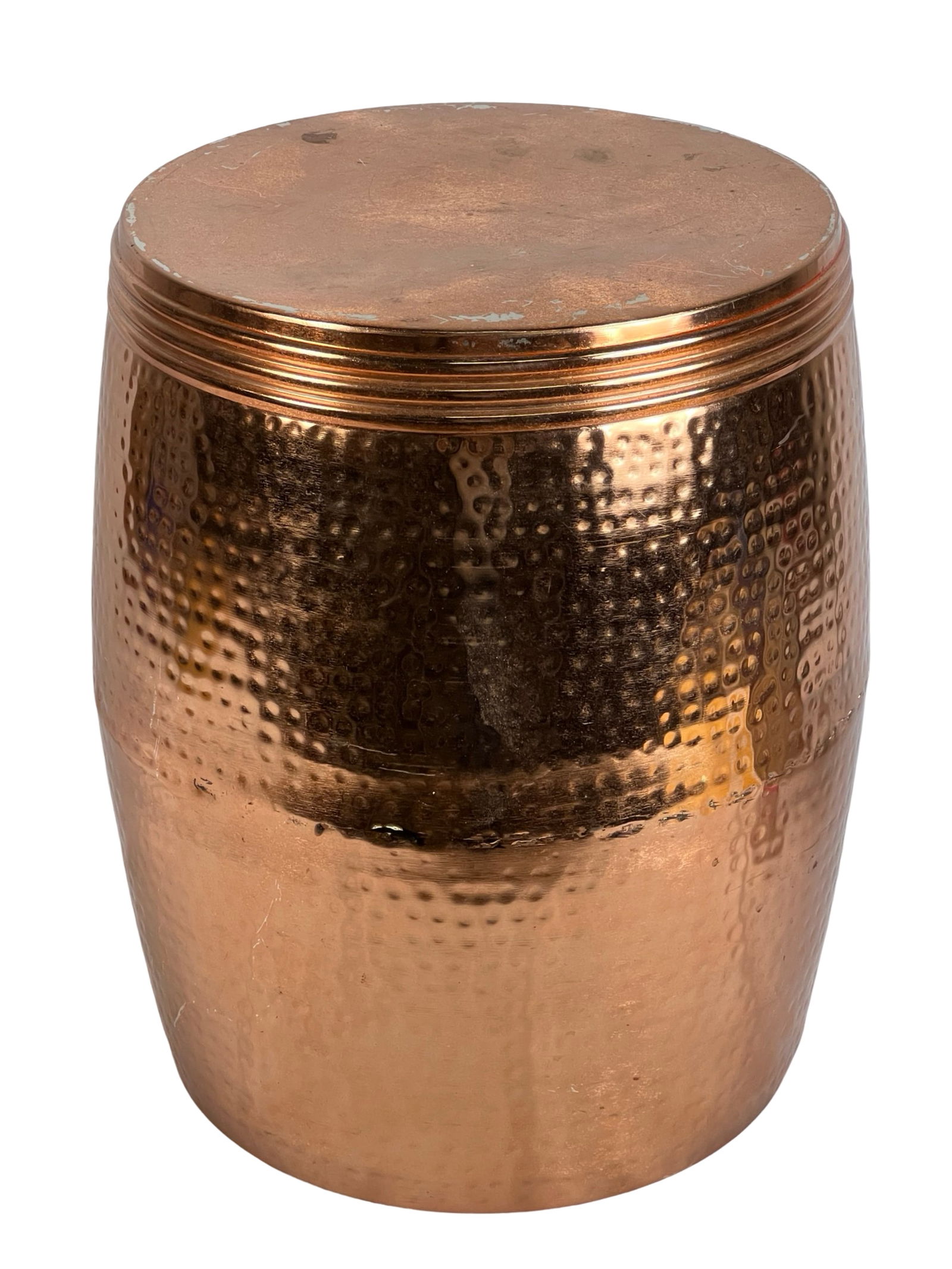 Hammered Copper Plated Drum Side Table (1 of 3)