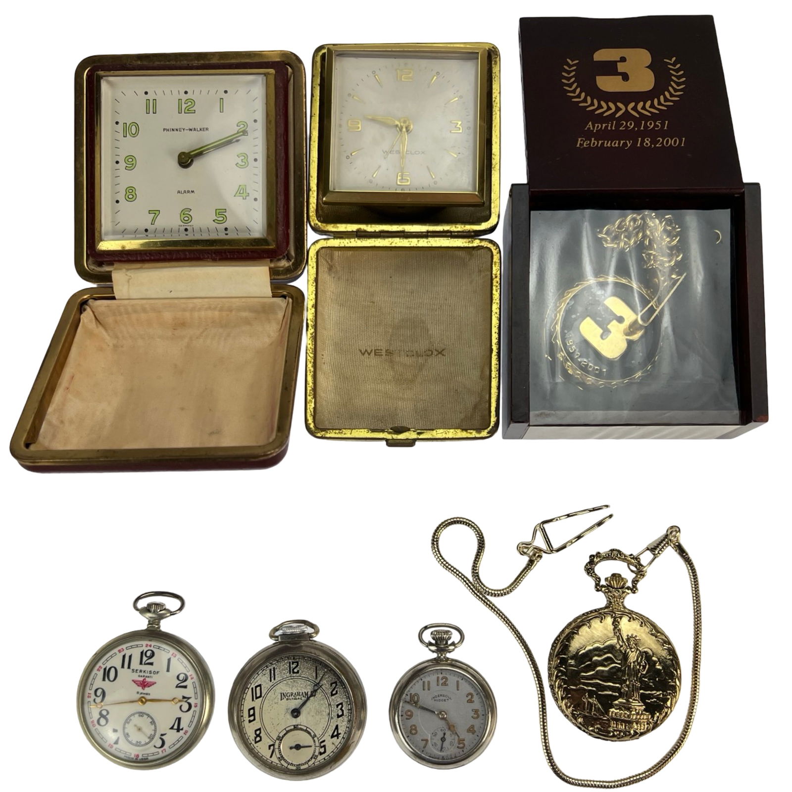 Group of Vintage Pocket Watches & Alarm Travel Wat (1 of 7)