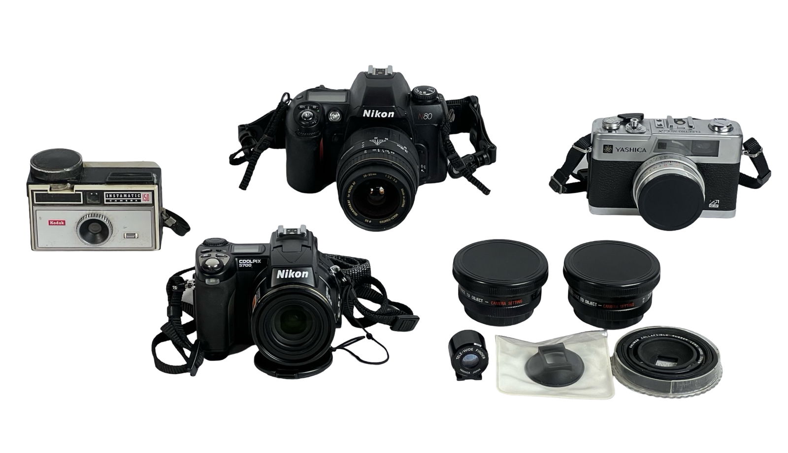 Vintage Cameras- Nikon & Yashica: Vintage Cameras including Nikon & Yashica. Appear to be in good overall condition, untested.