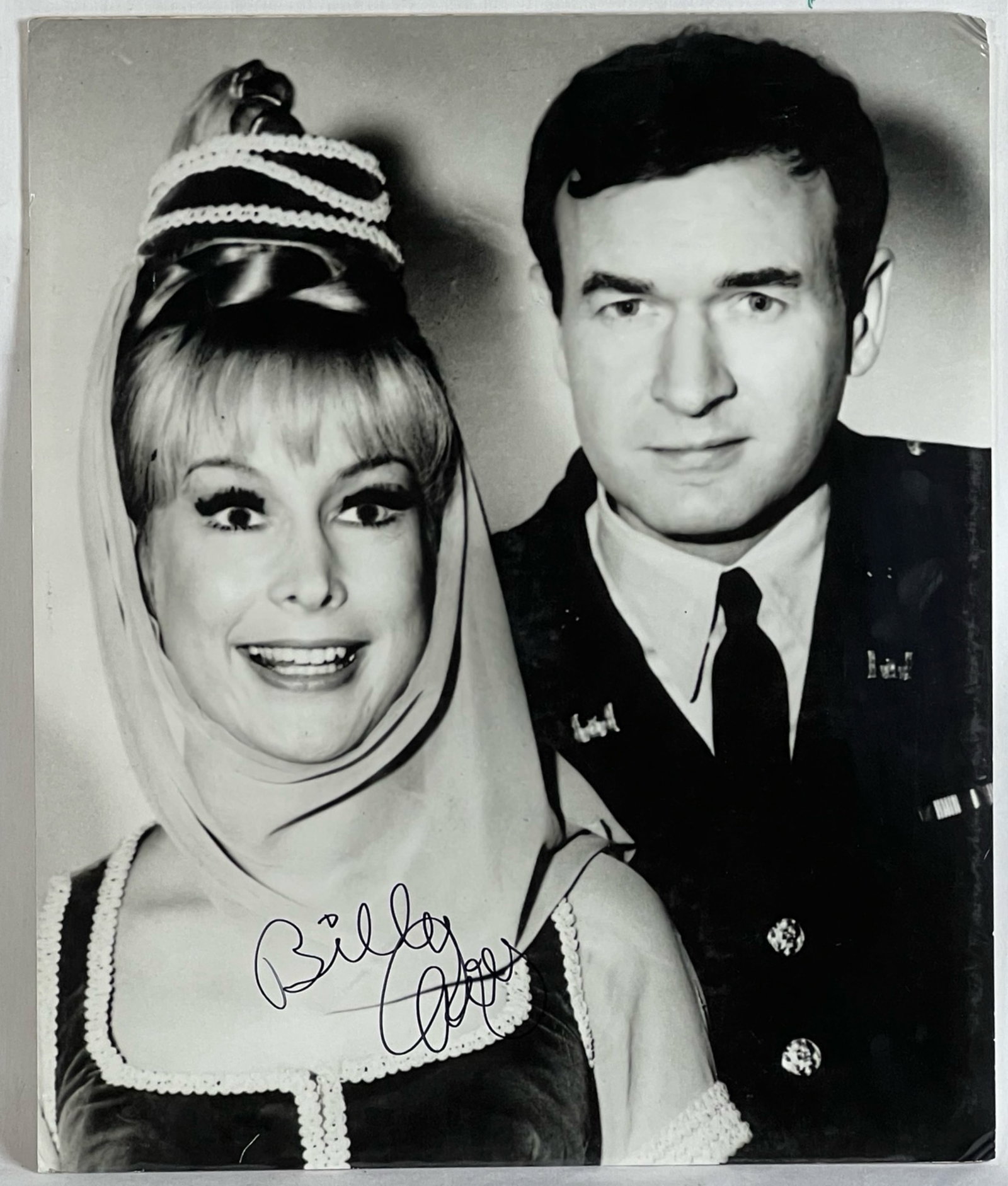 Bill Daily Signed "I Dream of Jeannie" Photograph: A large, autographed black and white photo of Bill Daily from the classic television show I Dream of Jeannie. Measuring 24" x 20" and mounted on foam board, this image features Daily in his role as Ma