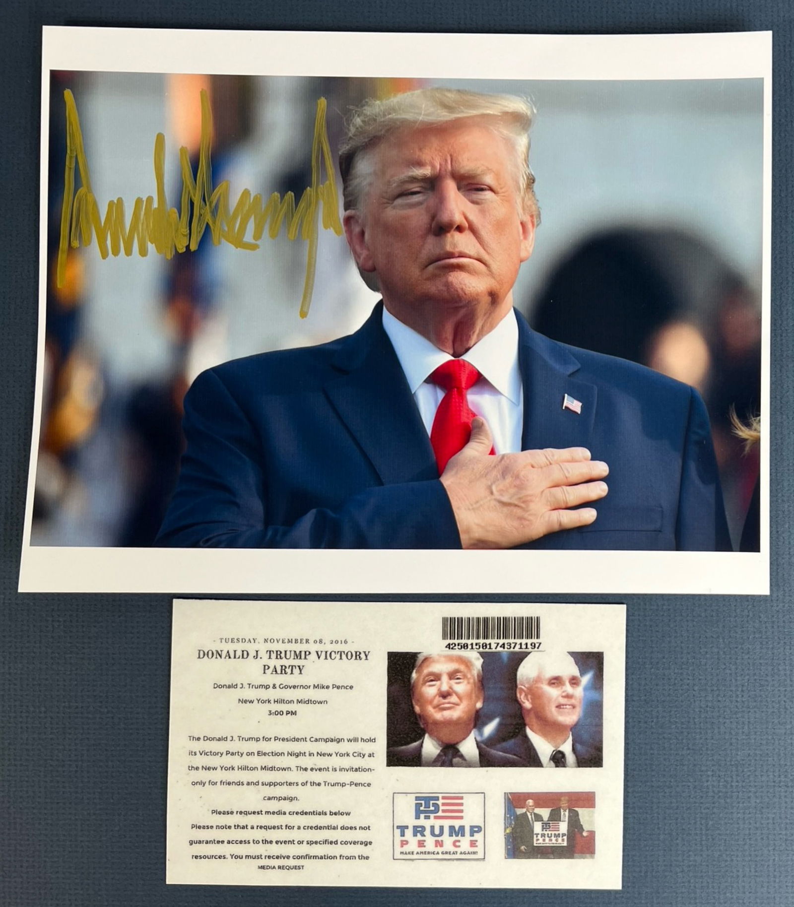 President Donald Trump Signed Photo with Ticket (1 of 3)