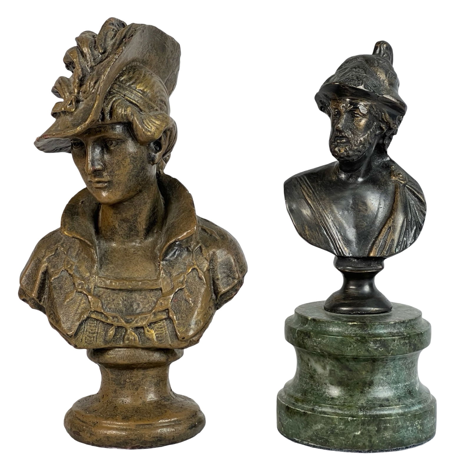 Two Antique Busts- Bronze Ajax & Cast Iron Lady (1 of 4)