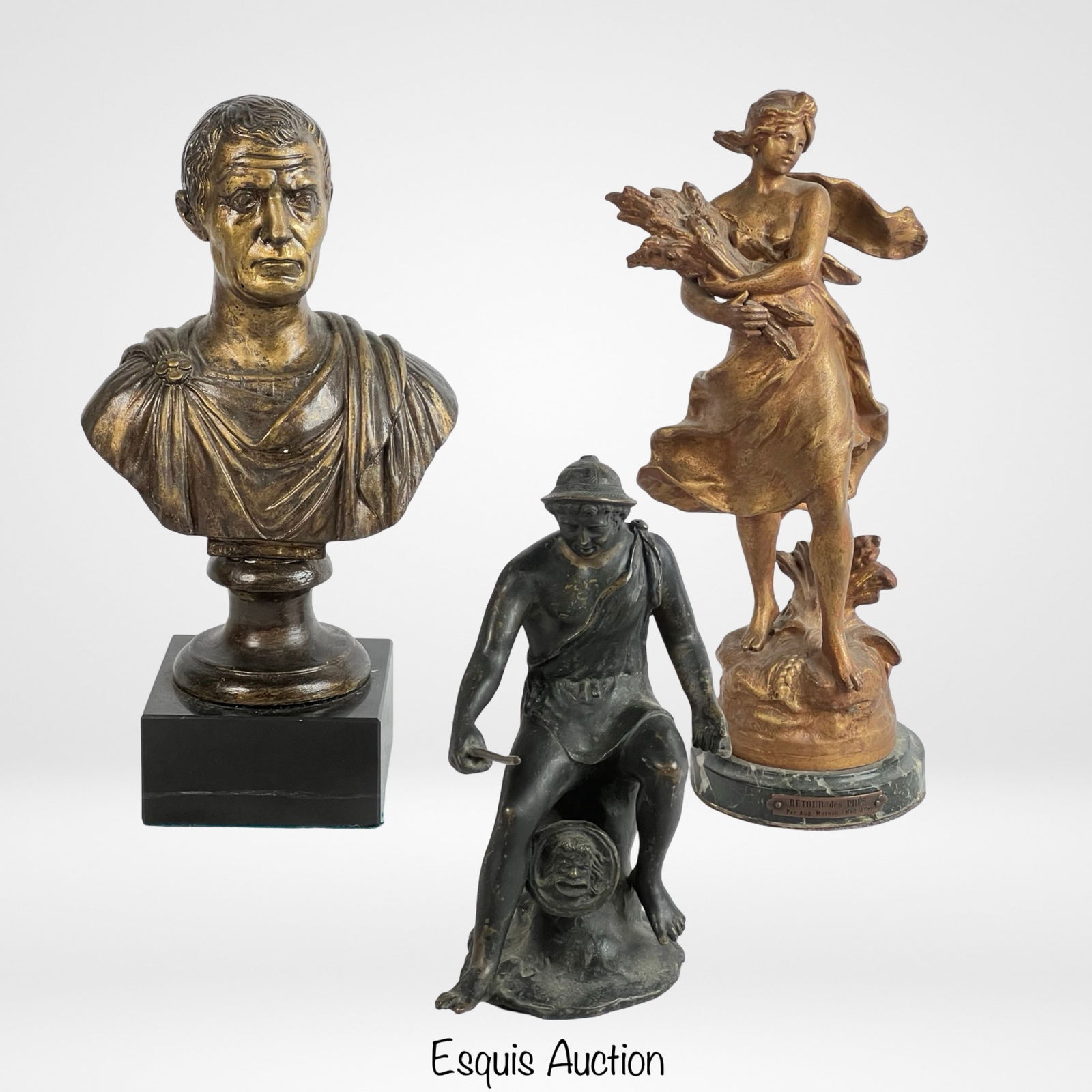 3 Classical Sculptures- Bronze Gladiator, Caesar B (1 of 6)