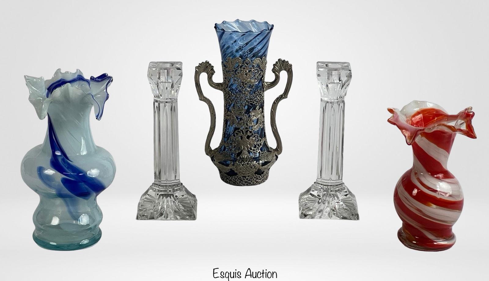 Assorted Art Glass Vases and Crystal Candlesticks (1 of 5)