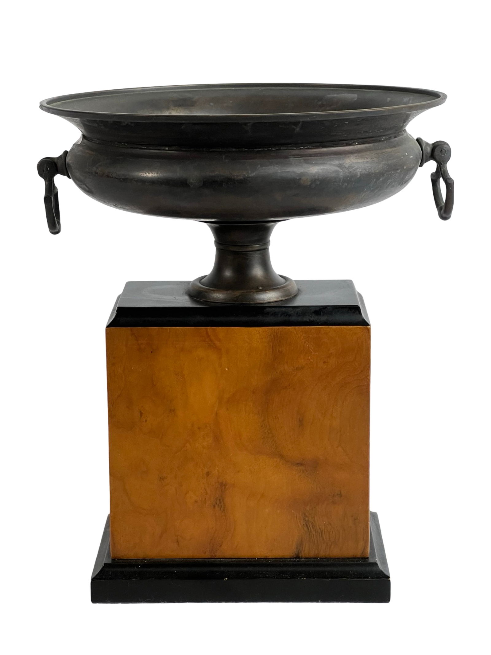Neoclassical Bronze Urn on Burl Wood Base (1 of 3)