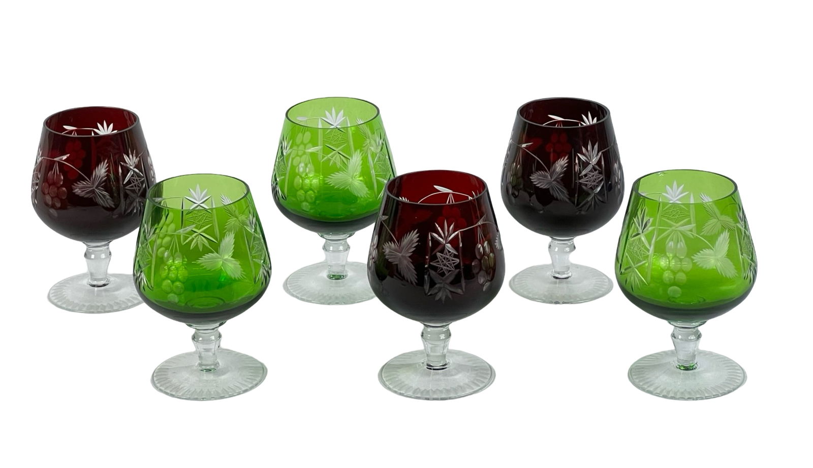 Set of Czech Crystal Cut to Clear Brandy Snifters (1 of 4)