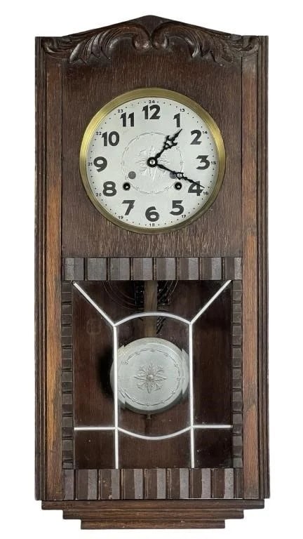 Vintage German Regulator Wall Clock in Oak Case (1 of 5)