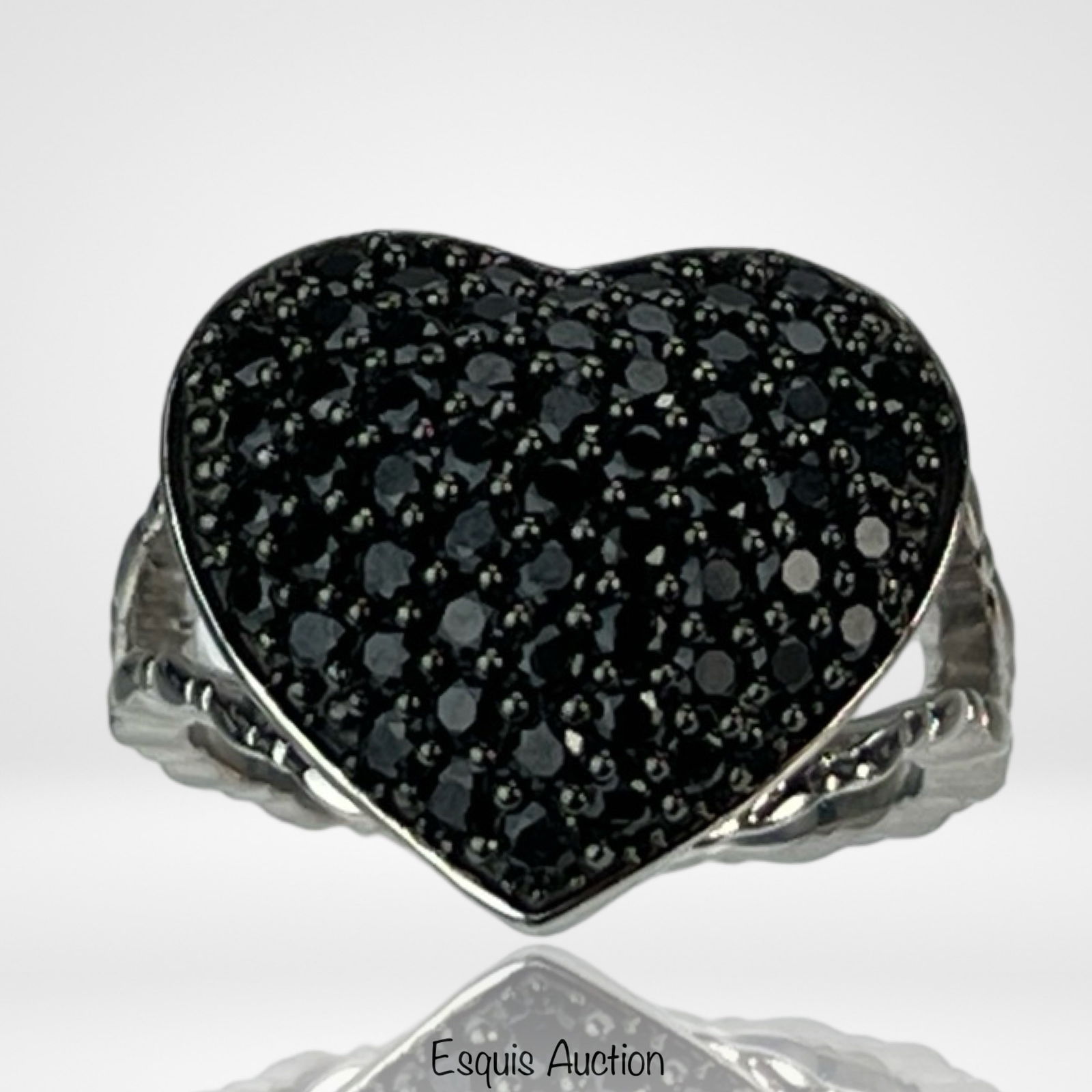 Sterling Silver RossSimons Black Spinel Heart Ring (1 of 4)