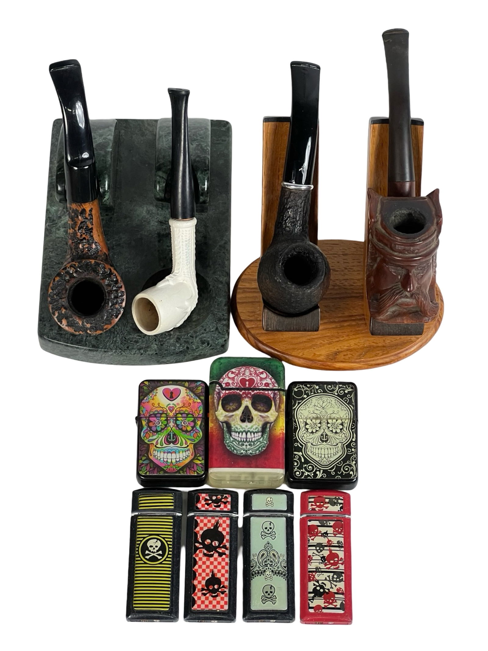 Collection of Smoking Pipes & Skull Lighters (1 of 7)