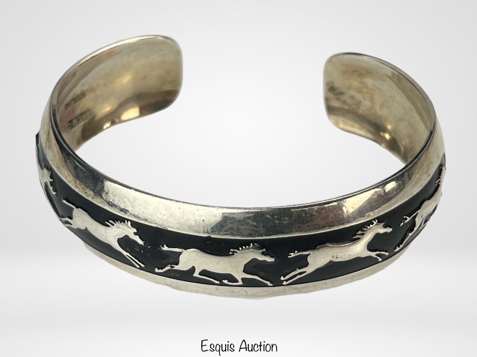 Navajo Sterling Silver Cuff Bracelet by B. Webb: Navajo Sterling Silver Cuff Bracelet by B. Webb. 2 1/2" x 2" x 1/2". Good Condition.