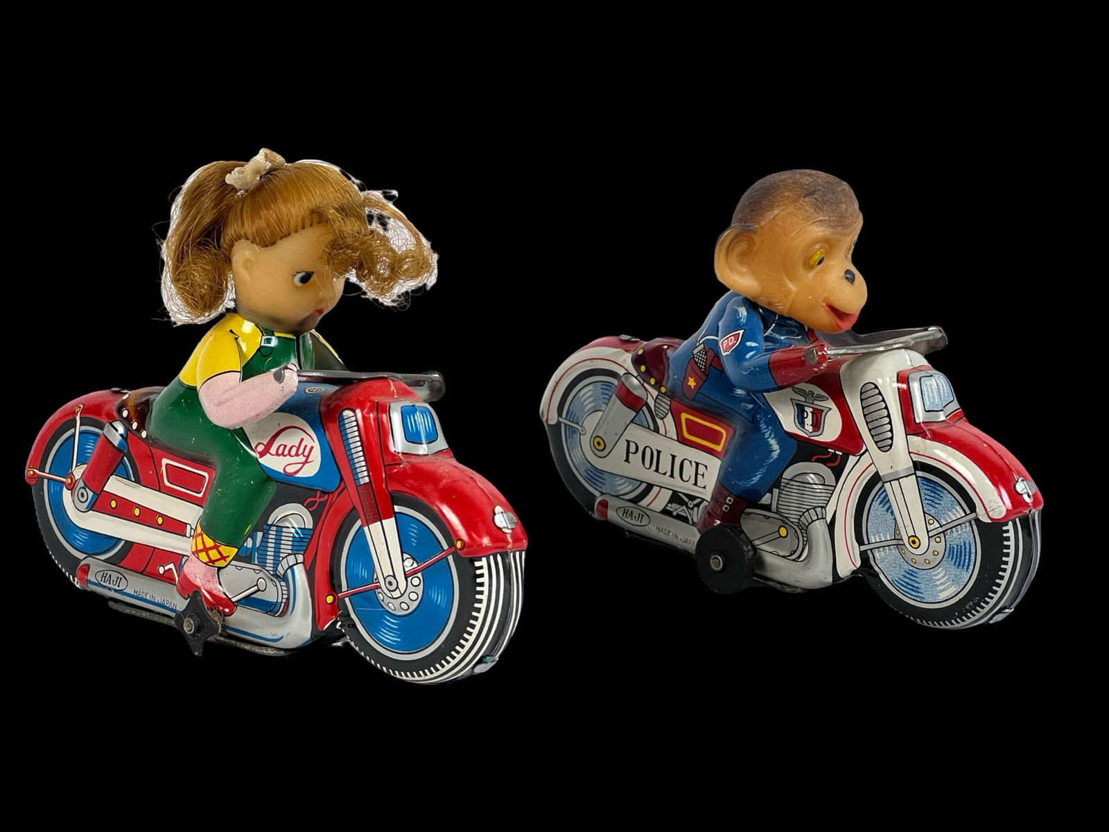 1950's Haji Japan Tin  Monkey & Girl on Bike Toys (1 of 6)