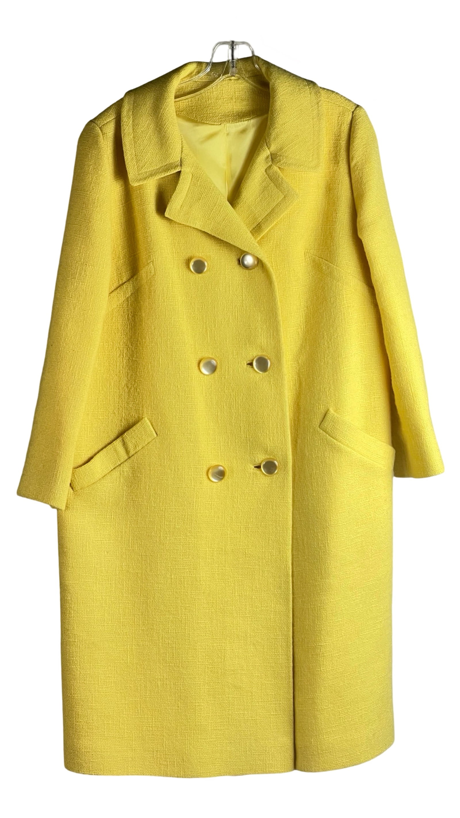 1960s Retro Lady's Yellow Double-Breasted Coat (1 of 4)