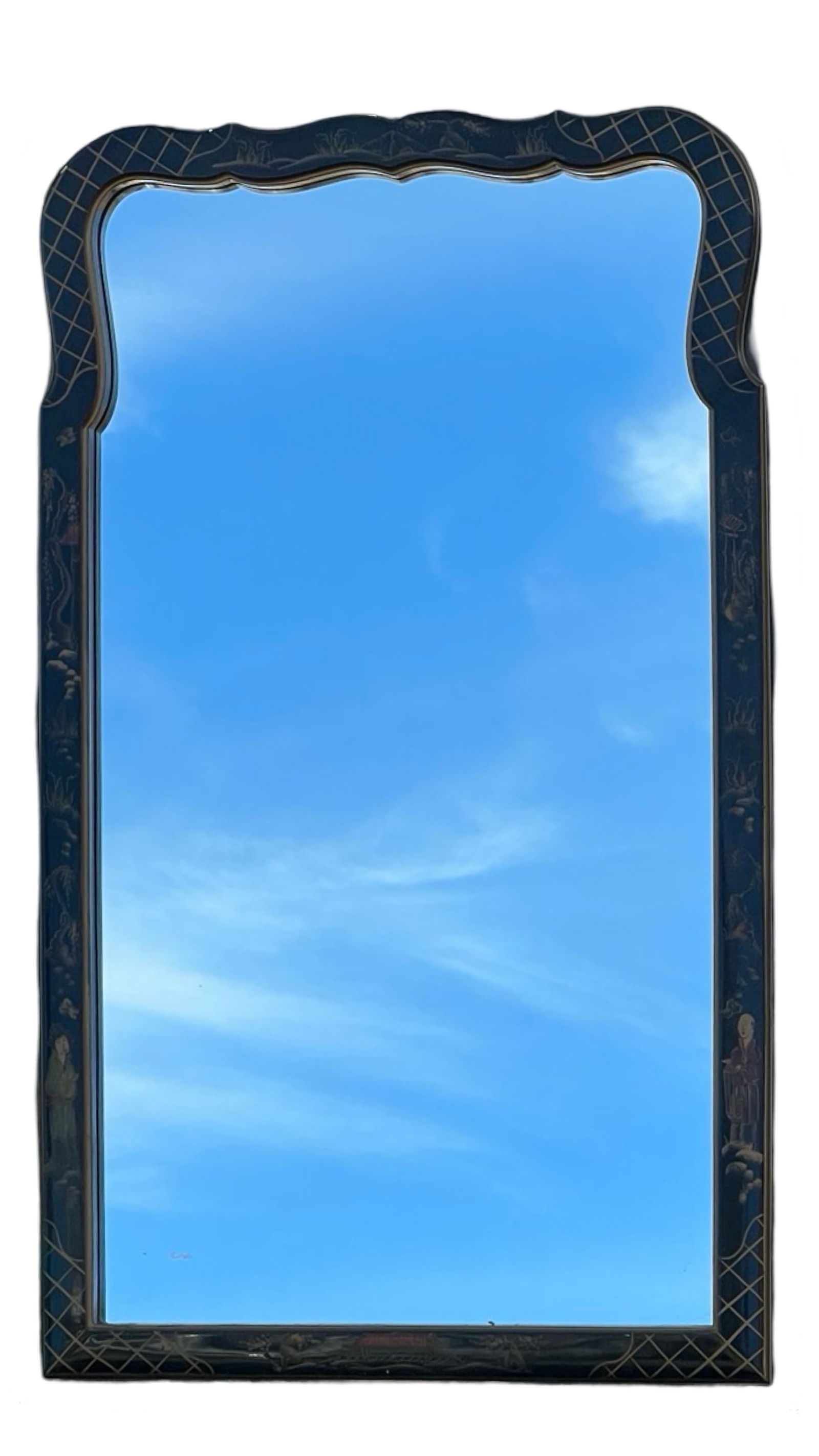 Vintage Chinese Black Lacquer Wall Mirror (1 of 4)