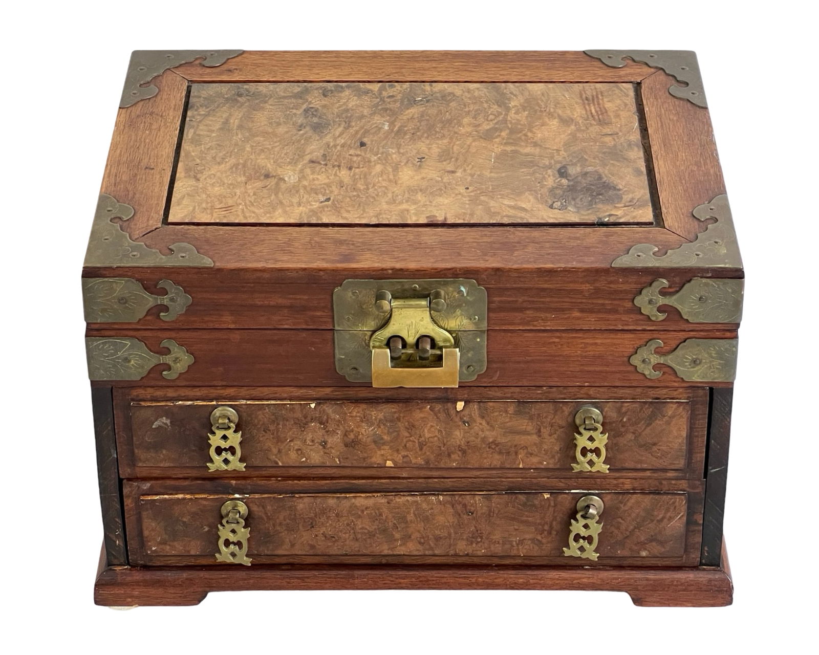 Chinese Rosewood and Burl Wood Jewelry/Travel Box (1 of 5)