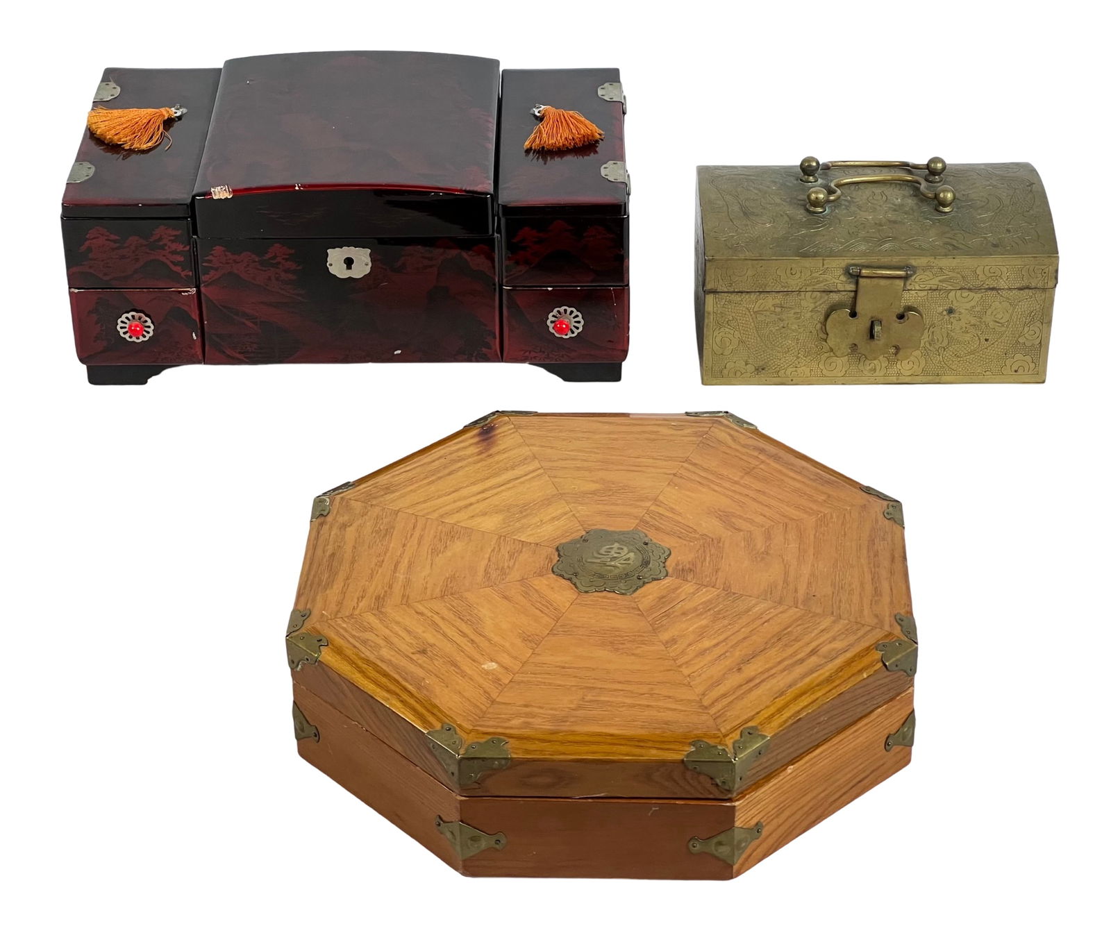 Vintage Chinese Boxes - Lacquer, Brass, and Wood (1 of 6)