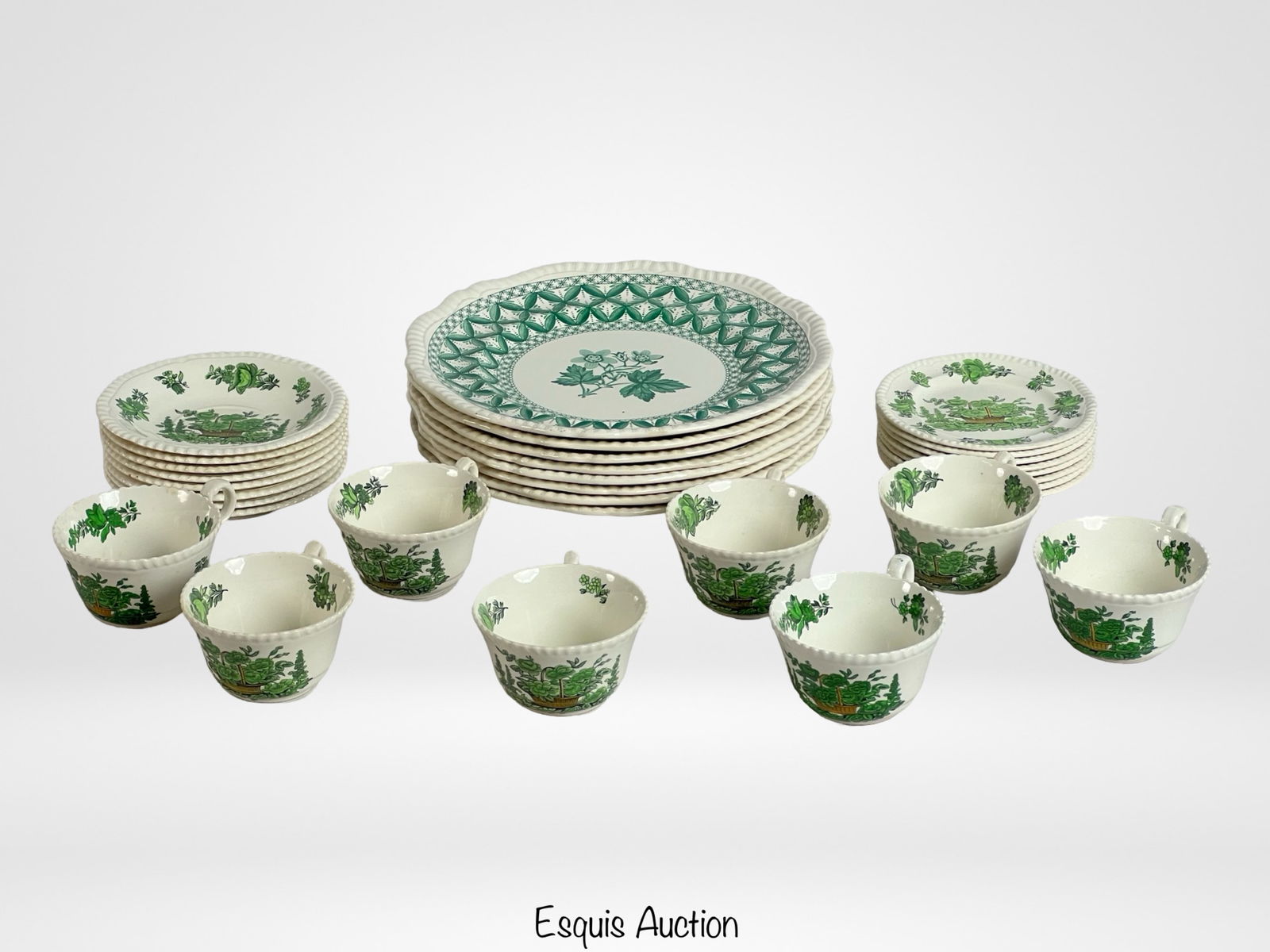 Copeland Spode Green Transferware Dinnerware Set (1 of 6)