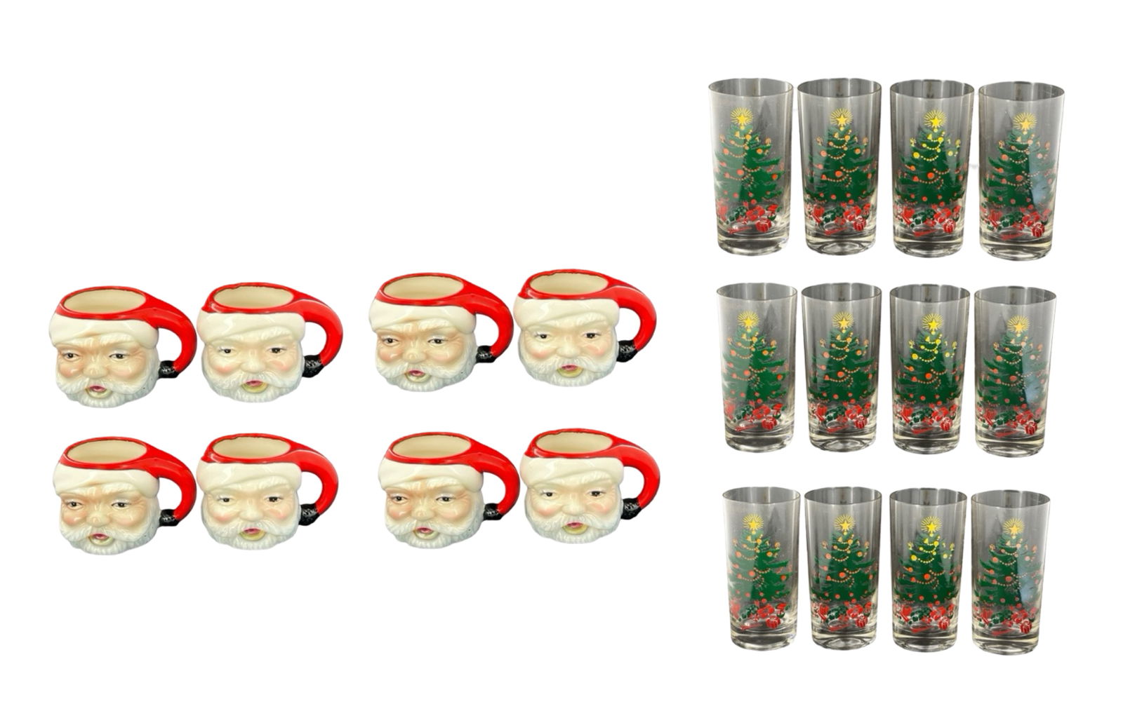 Vintage 1960s Holiday Drinkware Set- Santa Mugs & (1 of 7)