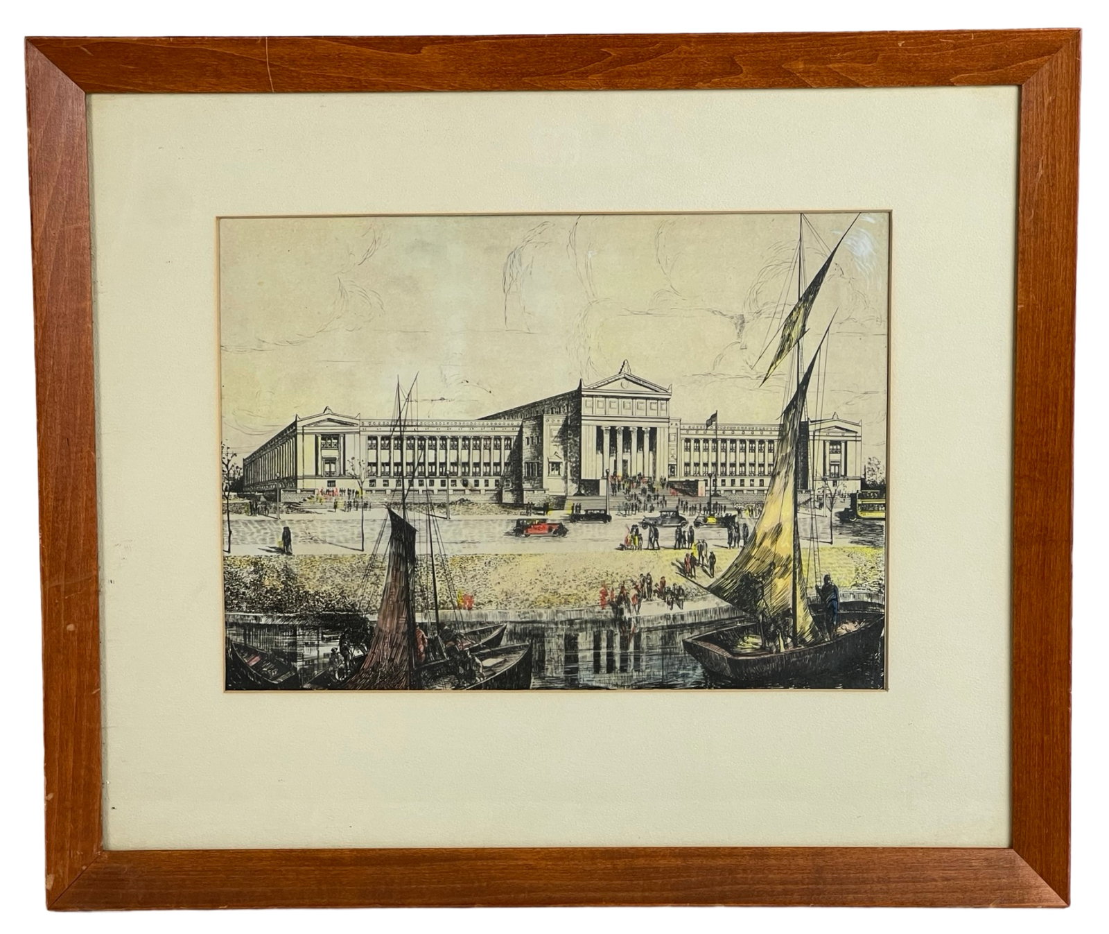 turn of 20th C Chicago Field Museum Etching: turn of 20th Century- Chicago Field Museum Colored Etching. 19 1/2" x 16 1/2" framed.