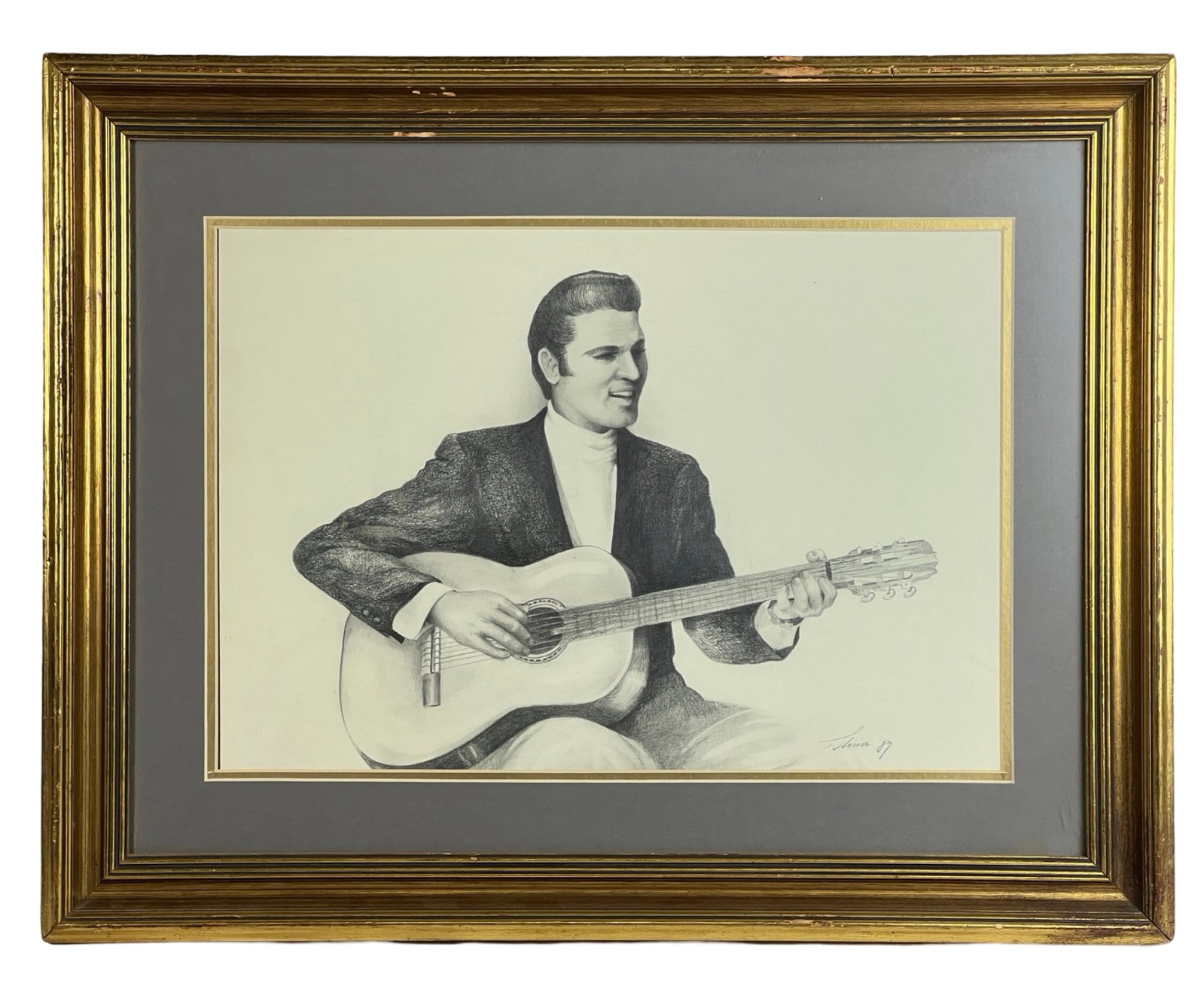 "The King" Elvis Presley Pensil Drawing: Elvis Presley Pensil Drawing. 27" x 21" framed.