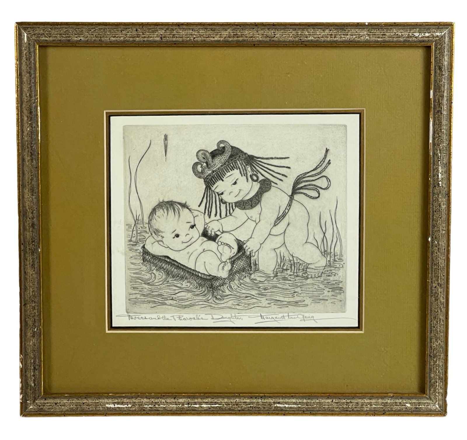 "Moses and Pharaoh's Daughter" Signed LE Etching: "Moses and Pharaoh's Daughter" Signed Limited Edition Etching. 12 1/2" x 11 1/2" framed.