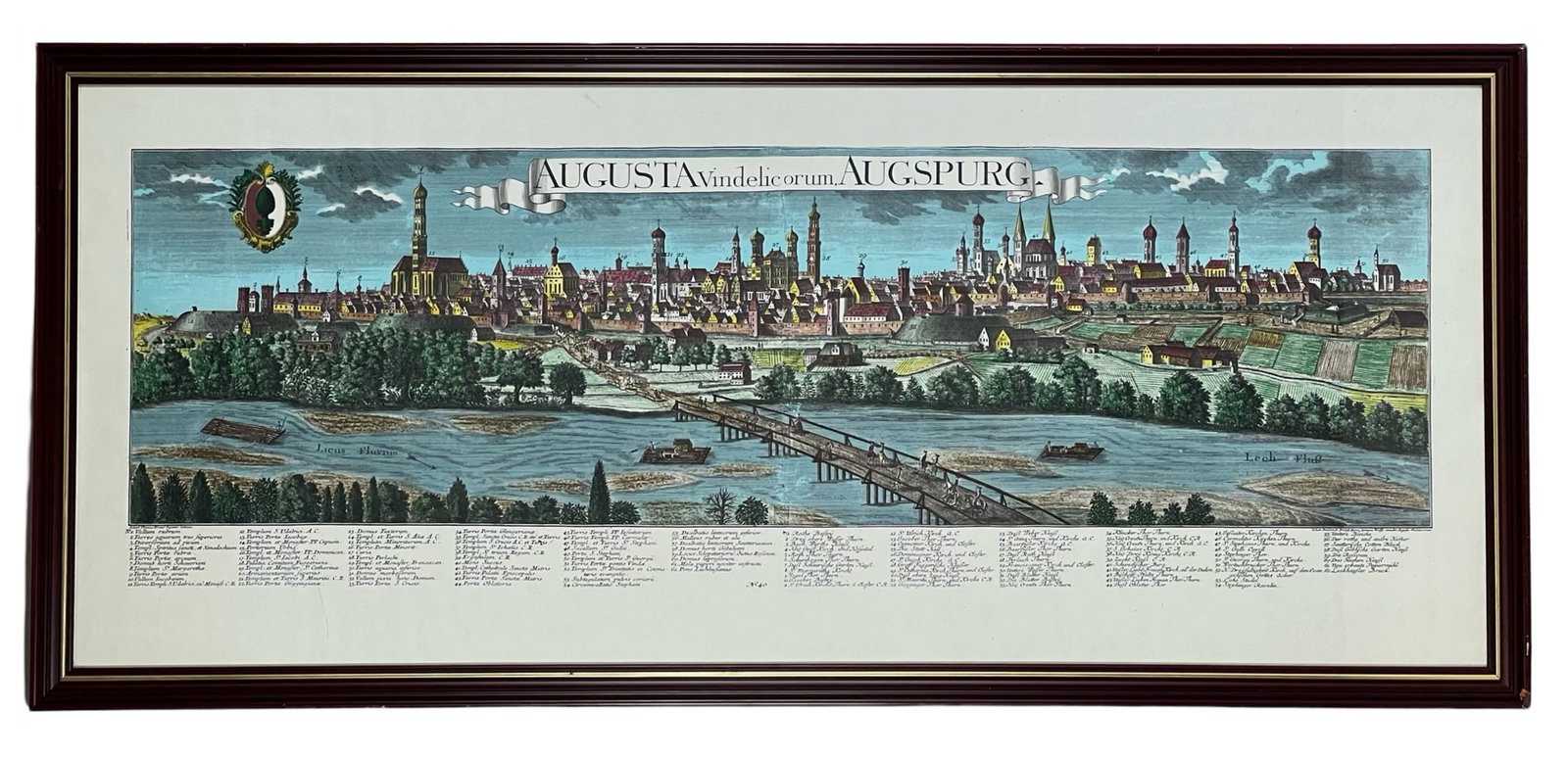 Augsburg Panorama Etching: Augsburg Panorama Etching. 50" x 22" framed.