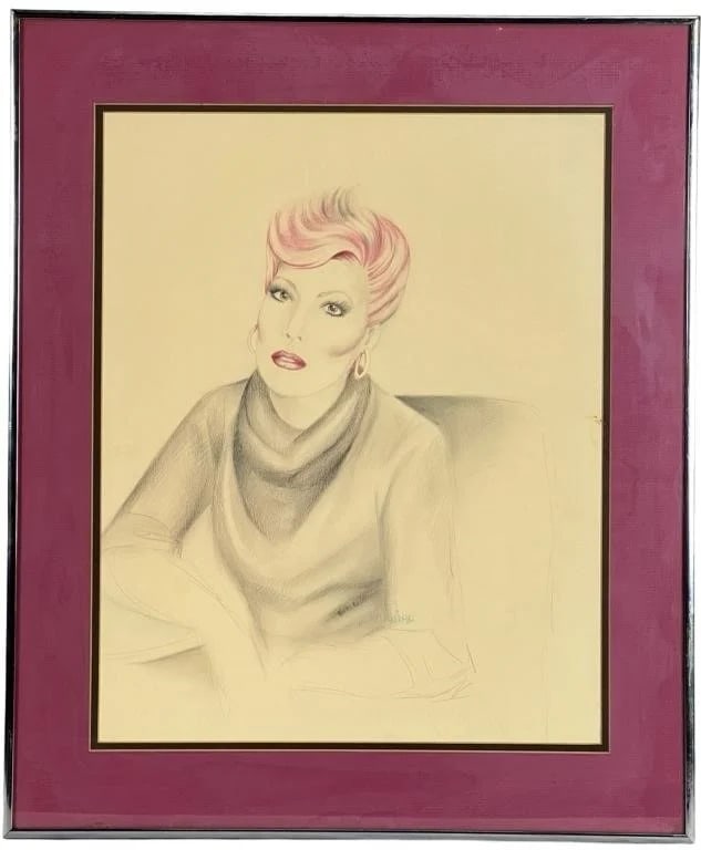 Mid 20th Century Lady's Sketch Drawing: Mid 20th Century Lady's Sketch Drawing. Signed lower center. 24" x 20" framed.