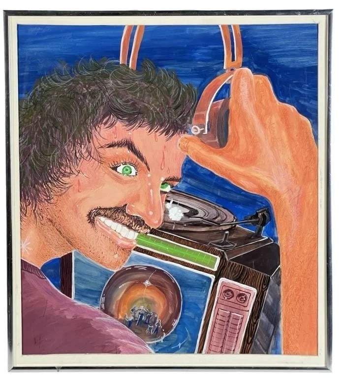 Modernist Pop Art "DJ" Oil Painting: Modernist Pop Art "DJ" Oil Painting. 20" x 17".