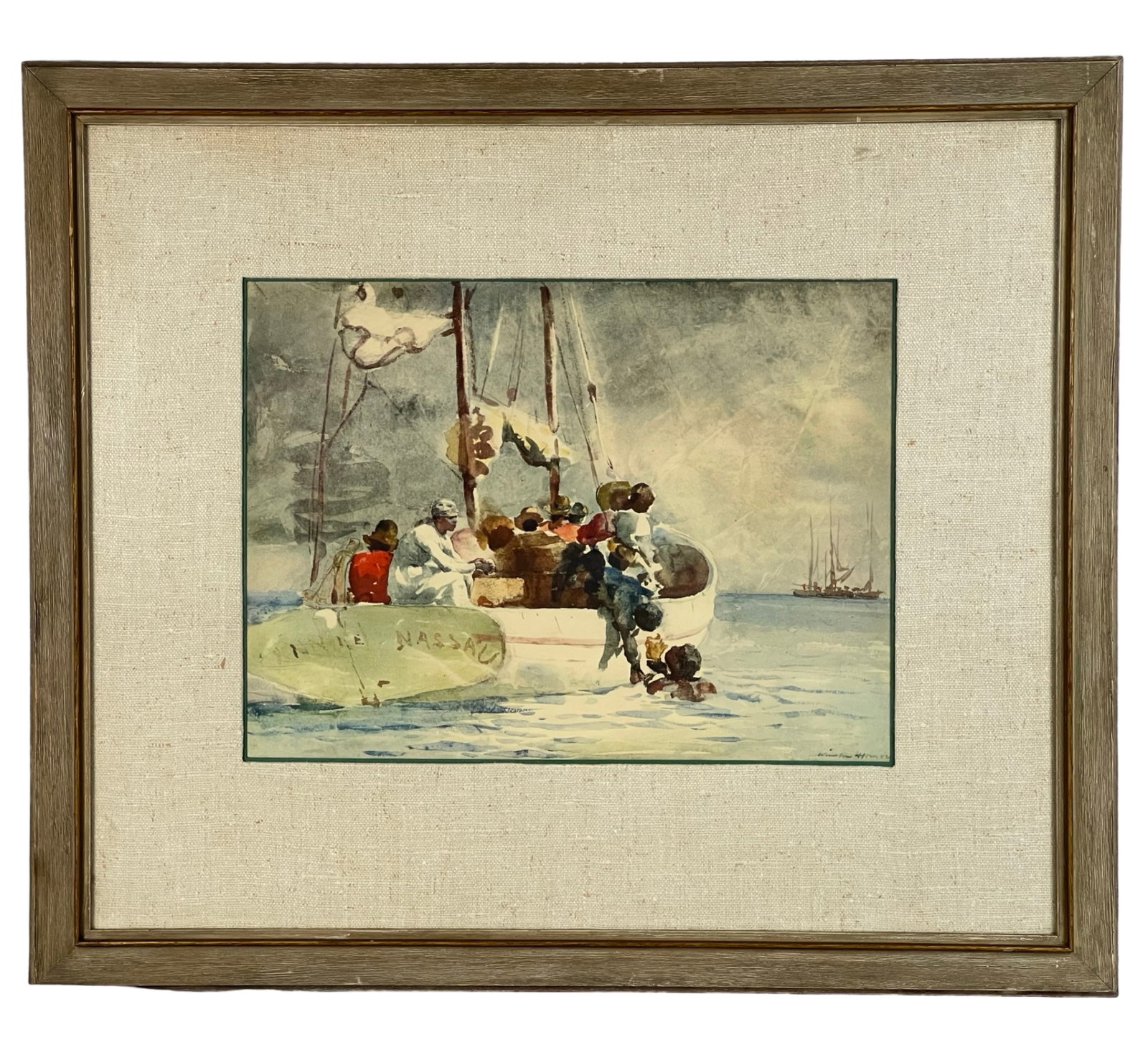 Sailing Boat- Nautical Maritime Watercolor: Sailing Boat- Nautical Maritime Watercolor. Signed lower right corner. 31 1/2" x 27" framed.