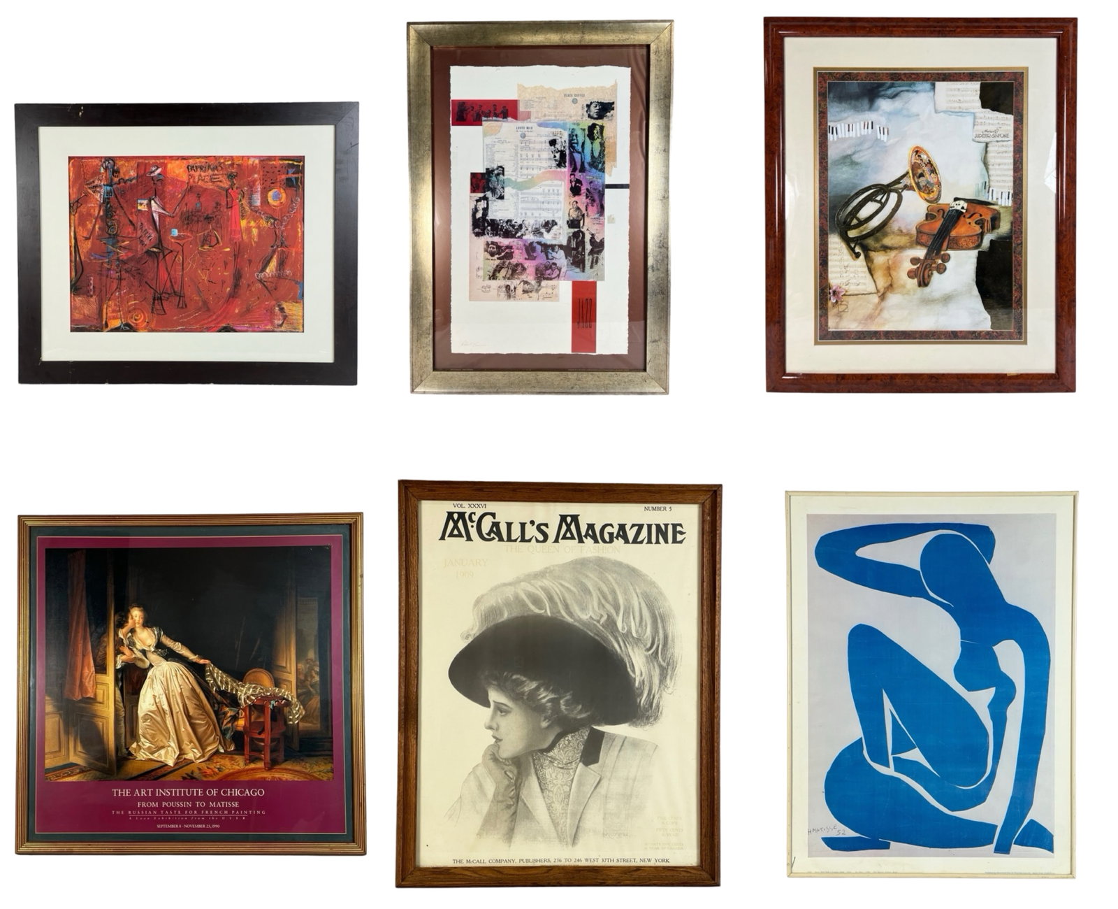 Group of Framed Artwork: Assortment of Framed Artwork. Largest is 40 1/2" x 28 1/2", smallest is 28" x 21".