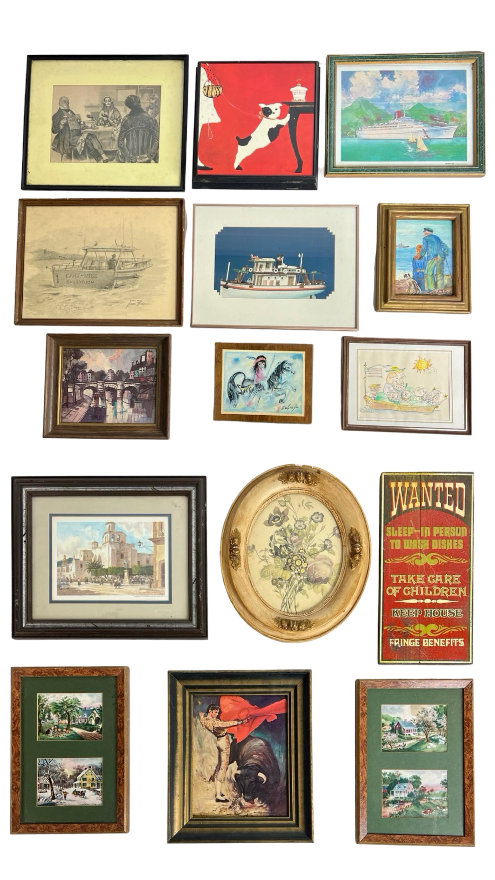 Assortment of Framed Art/ Artwork: Various Framed Artwork. Largest is 17" x 13", smallest is 11" x 9" framed.