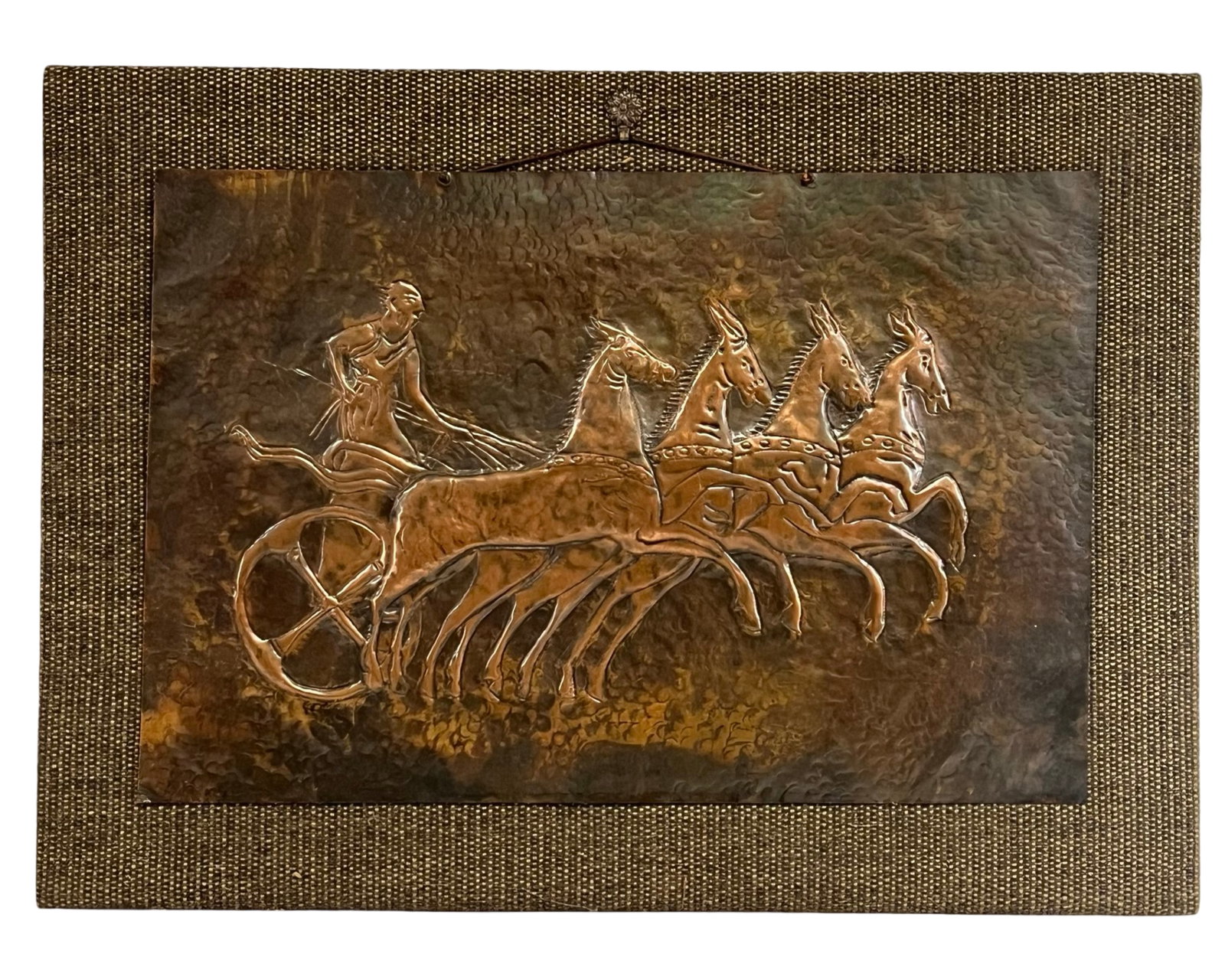 Ancient Charriot Copper Bas-Relief Wall Art: Ancient Charriot Copper Bas-Relief Wall Art. 29" x 21"
