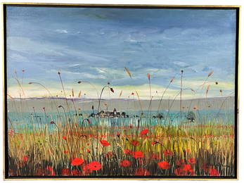Michel Henry  "Poppy Field" French Oil Painting