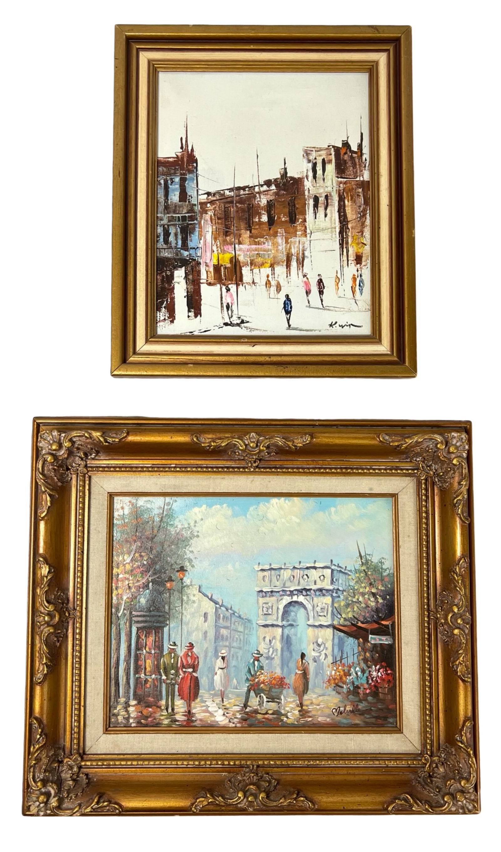 Pair of Cityscape Oil Paintings (1 of 6)
