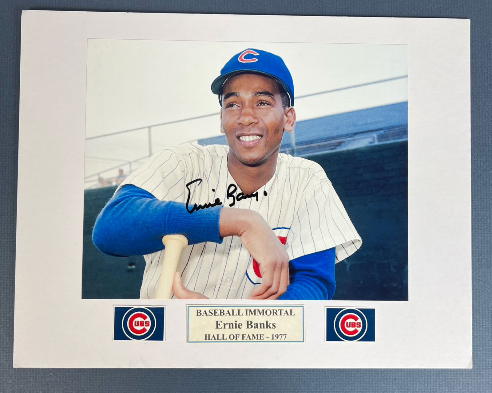 Ernie Banks Autographed Baseball Photograph (1 of 2)