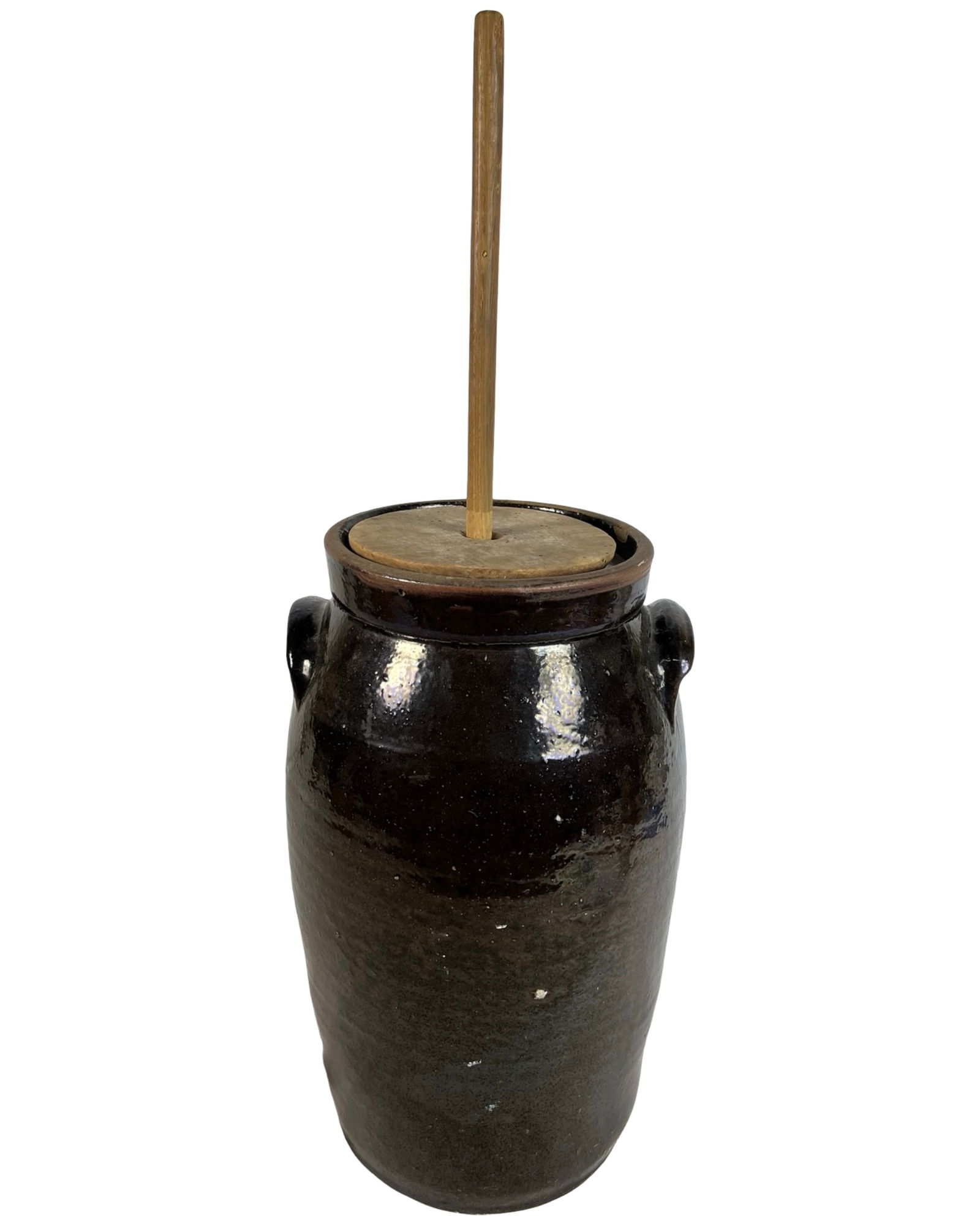 Brown Glaze Stoneware Butter Churn Crock 4 Gallons (1 of 5)