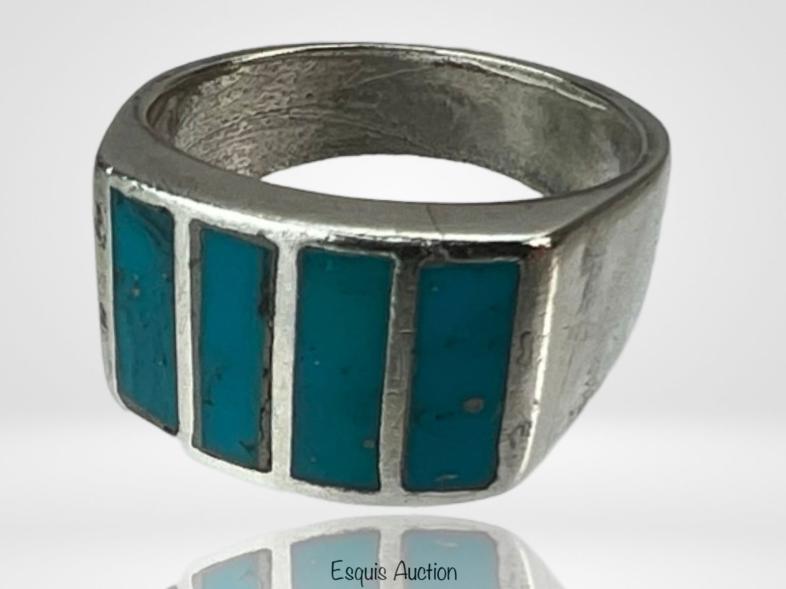 Native American Sterling Silver Turquoise Men Ring (1 of 4)