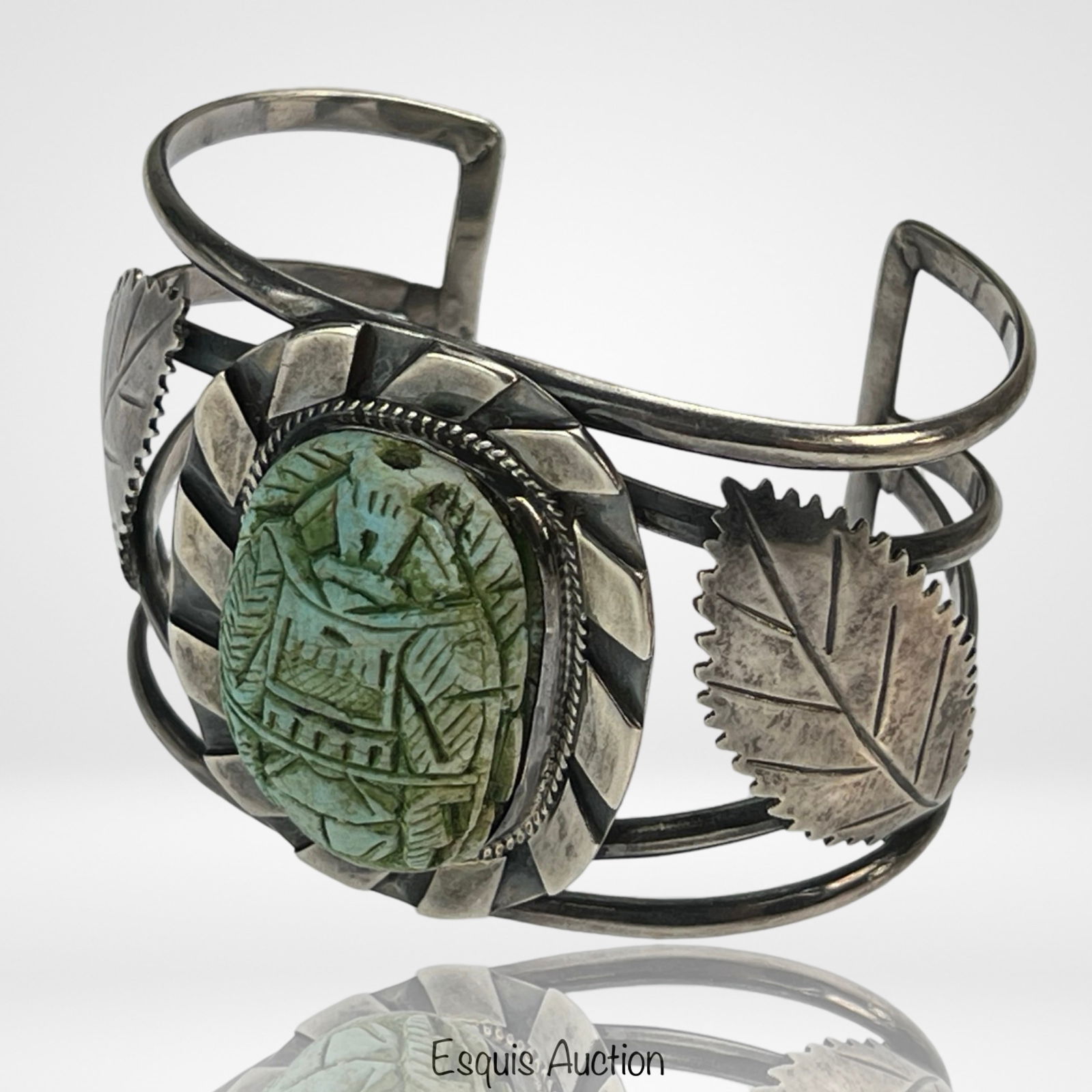 Sterling Silver  Scarab Beetle Cuff Bracelet (1 of 5)