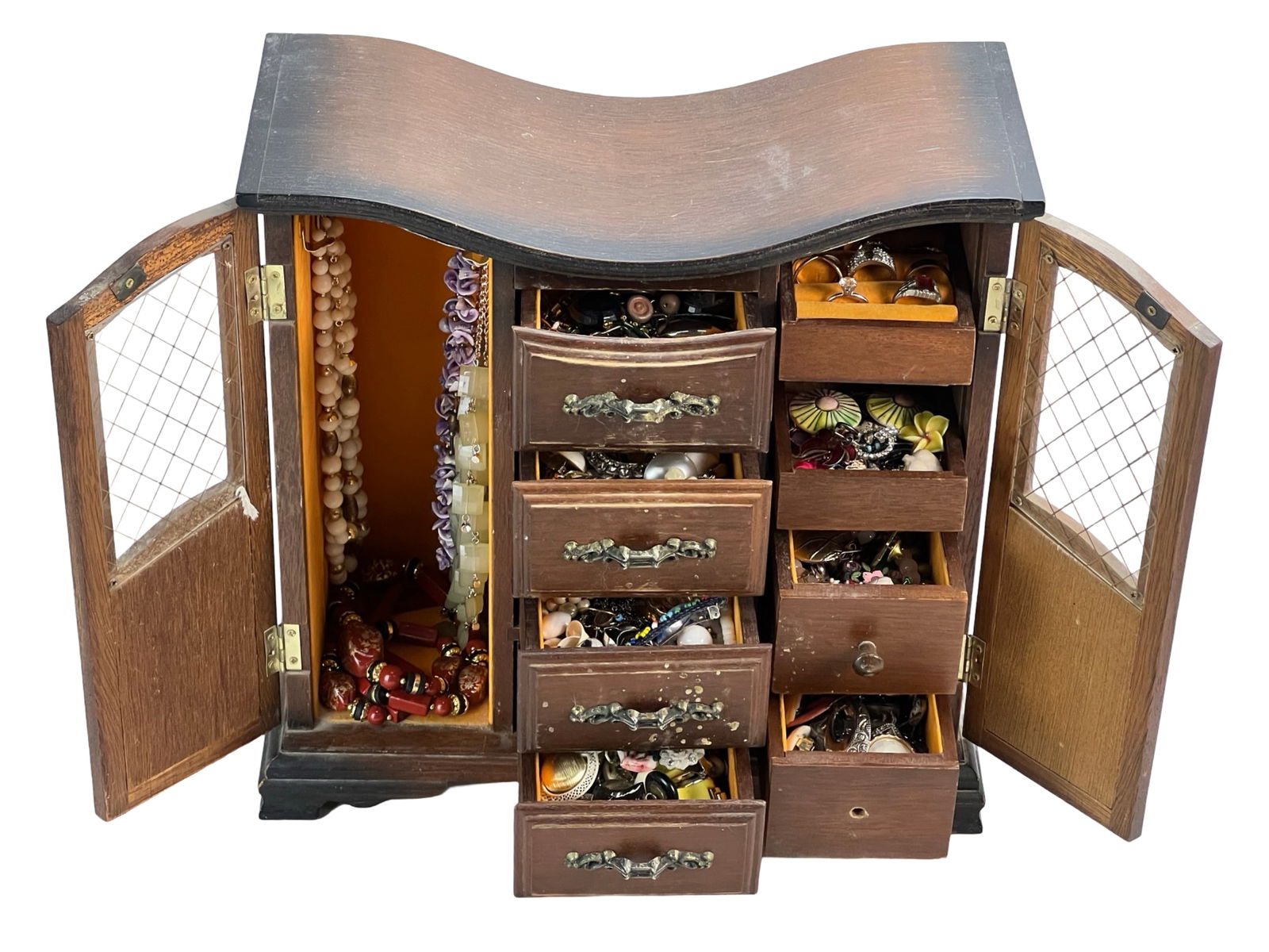 Vintage Jewelry Box full of Jewelry: Unleash the thrill of anticipation with this Box Filled with Unsearched Jewelry, an exciting collection waiting to be explored. The mystery within holds the promise of discovering a diverse array of j