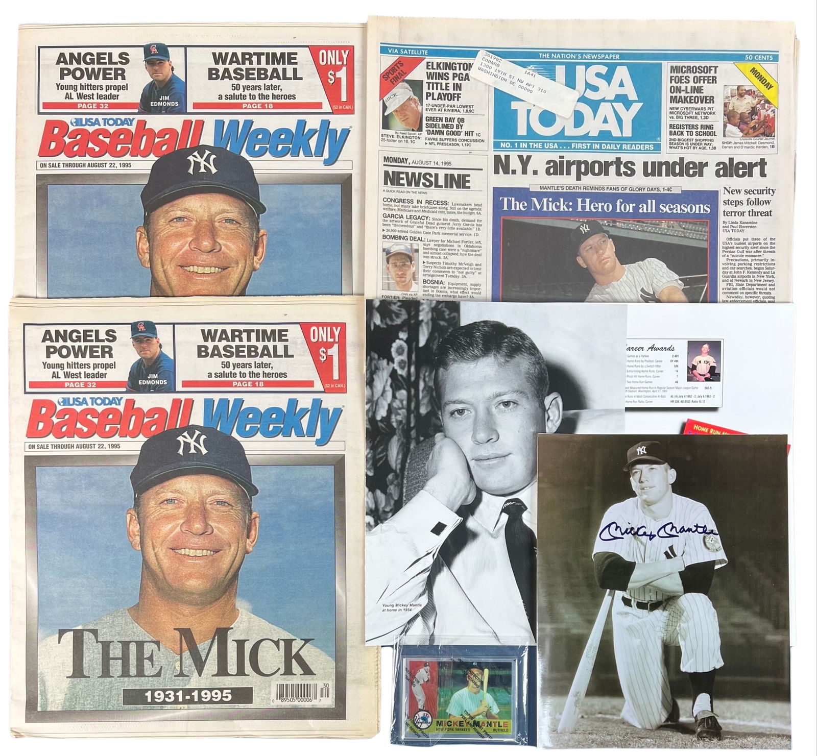 Tribute to Mickey Mantle: Cards, Newspapers, Photo (1 of 2)