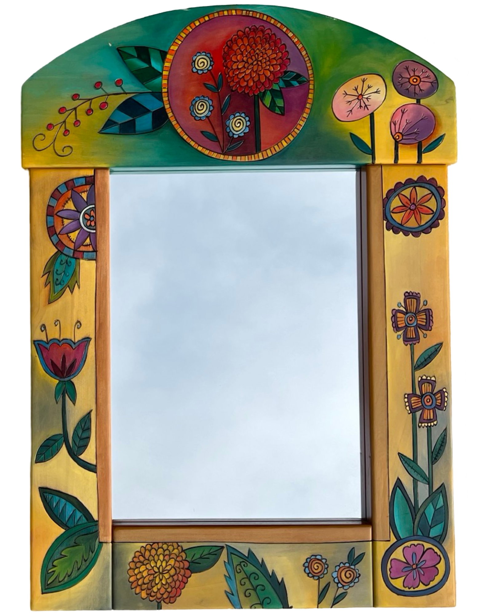 Sticks Designer Wall Mirror with Floral Motifs (1 of 6)