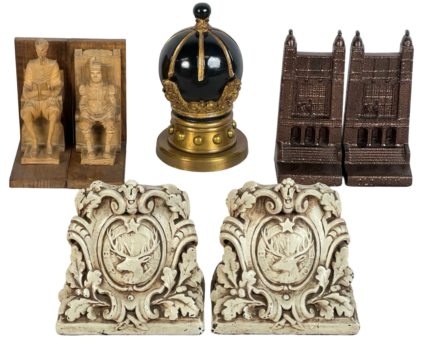 Vintage Bookends & Theodore Alexander Crown Decor (1 of 5)
